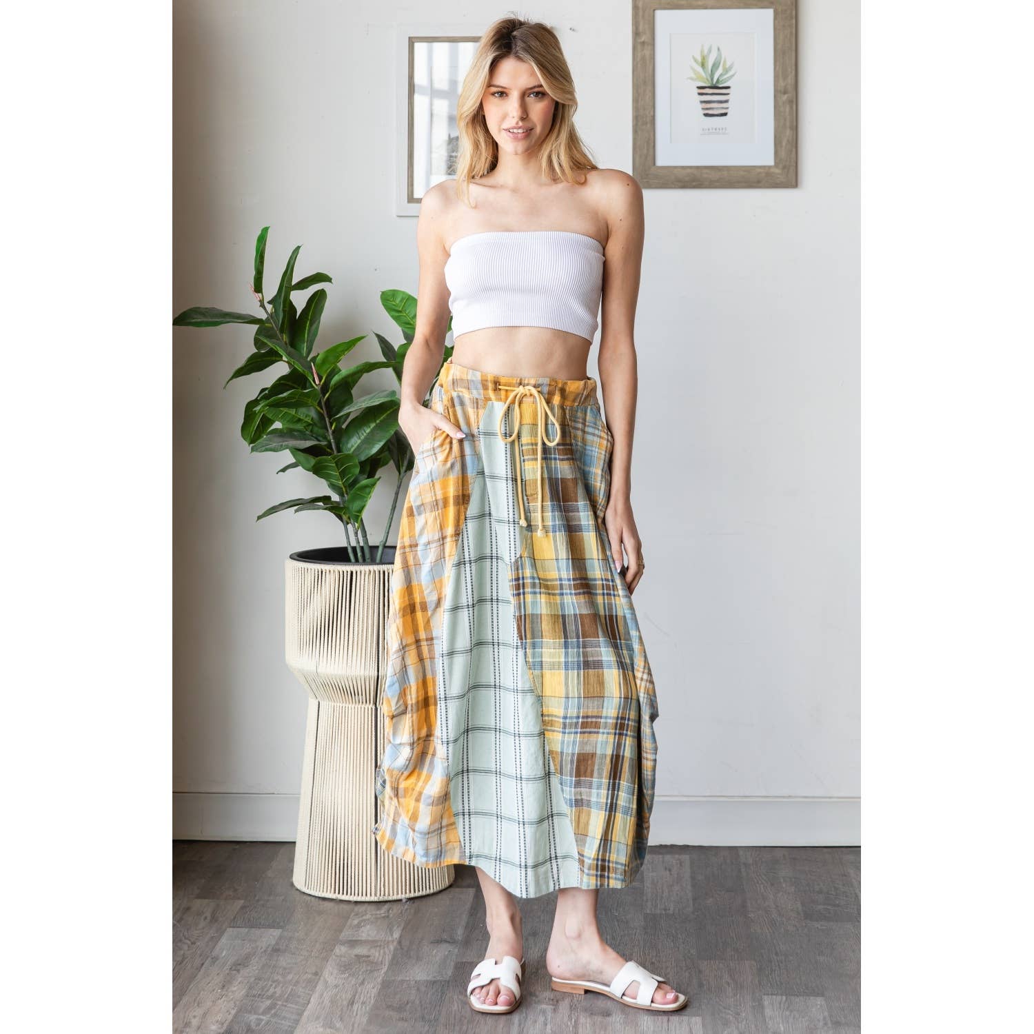 New School Plaid Bubble Midi Skirt - ivyandlavyboutique Oli&Hali
