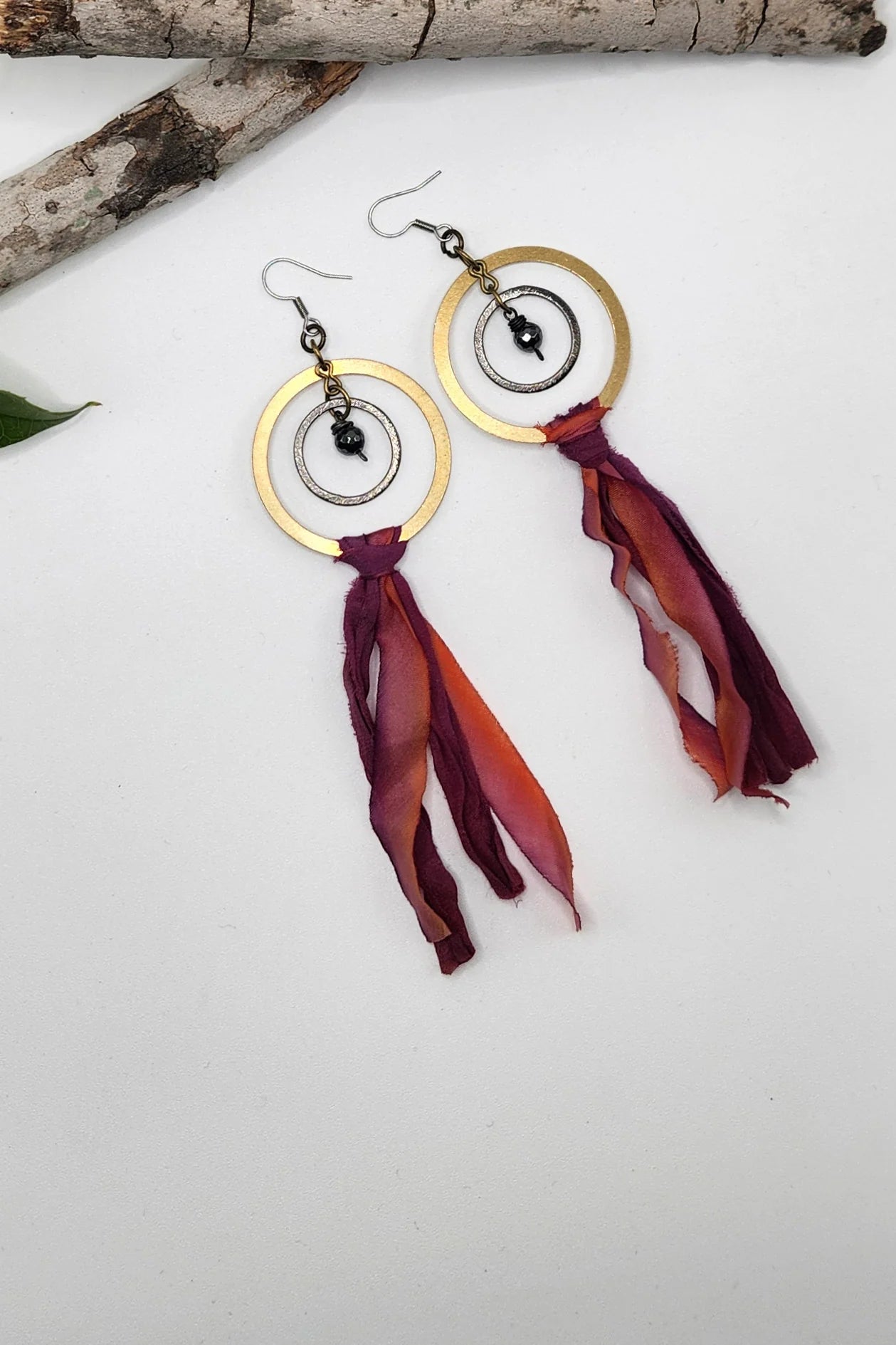 One of a Kind: Double Circle Fabric Earrings - ivyandlavyboutique Spirit Lala