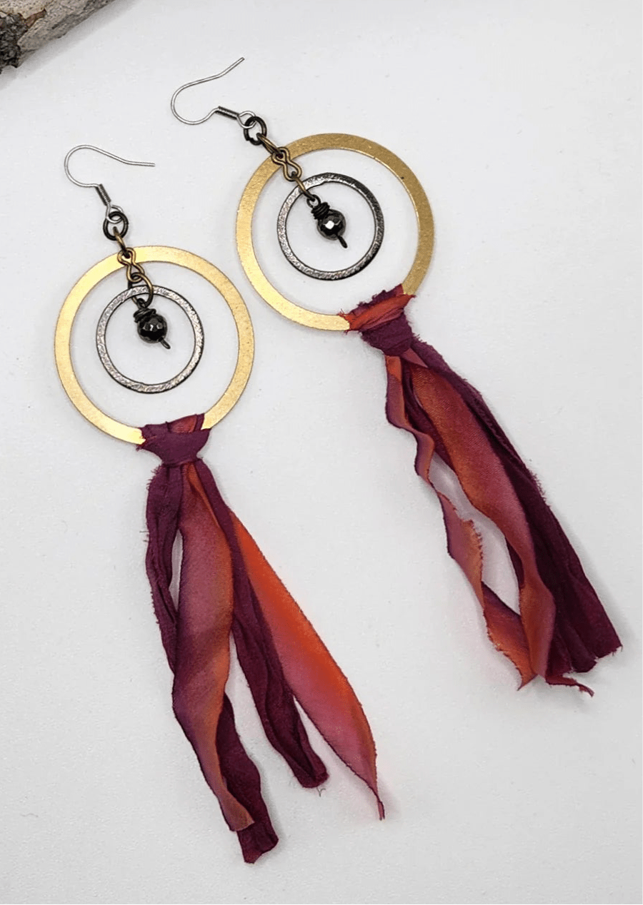 One of a Kind: Double Circle Fabric Earrings - ivyandlavyboutique Spirit Lala