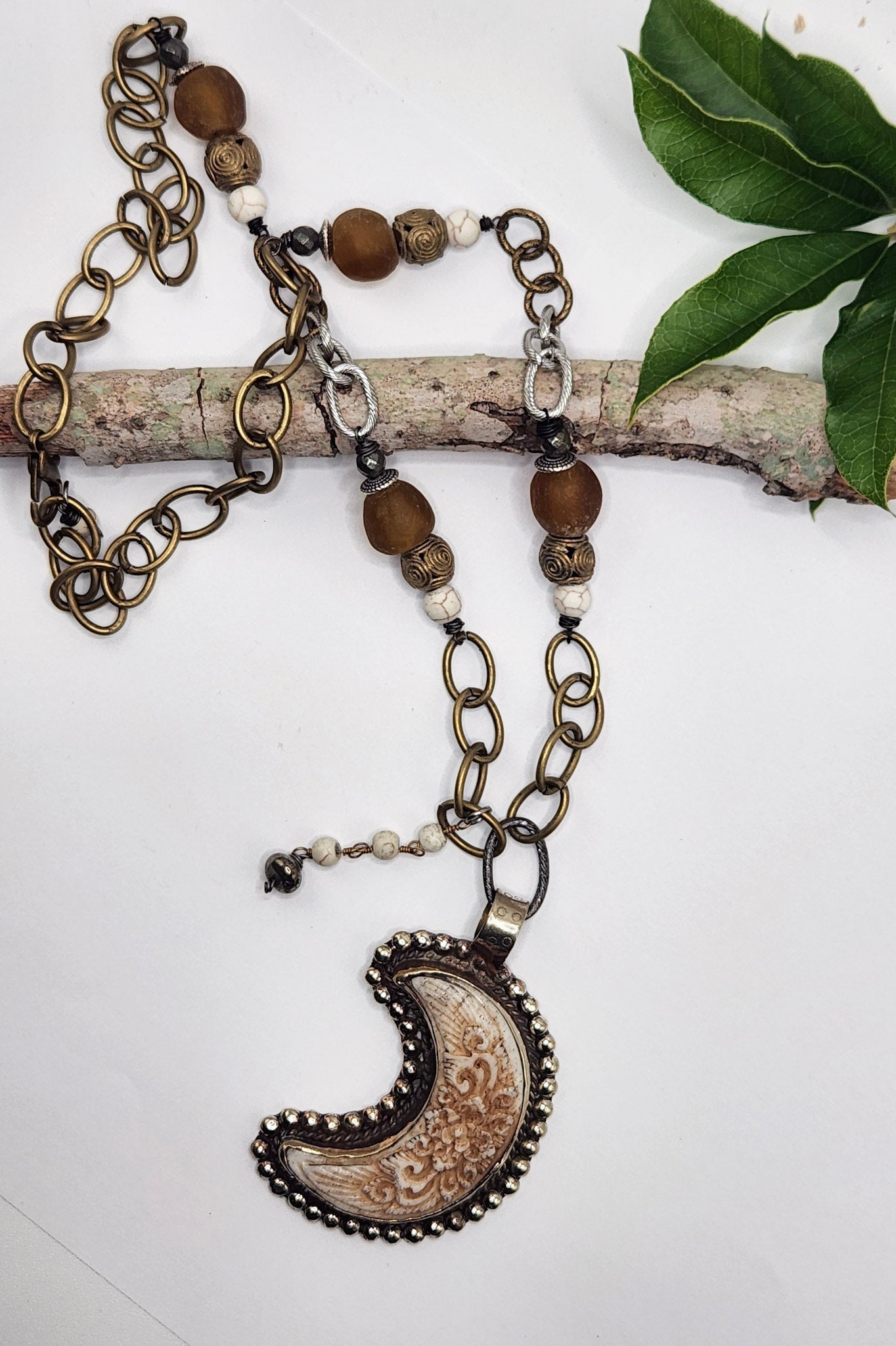 One of a Kind: Etched Moon Necklace - ivyandlavyboutique Spirit Lala