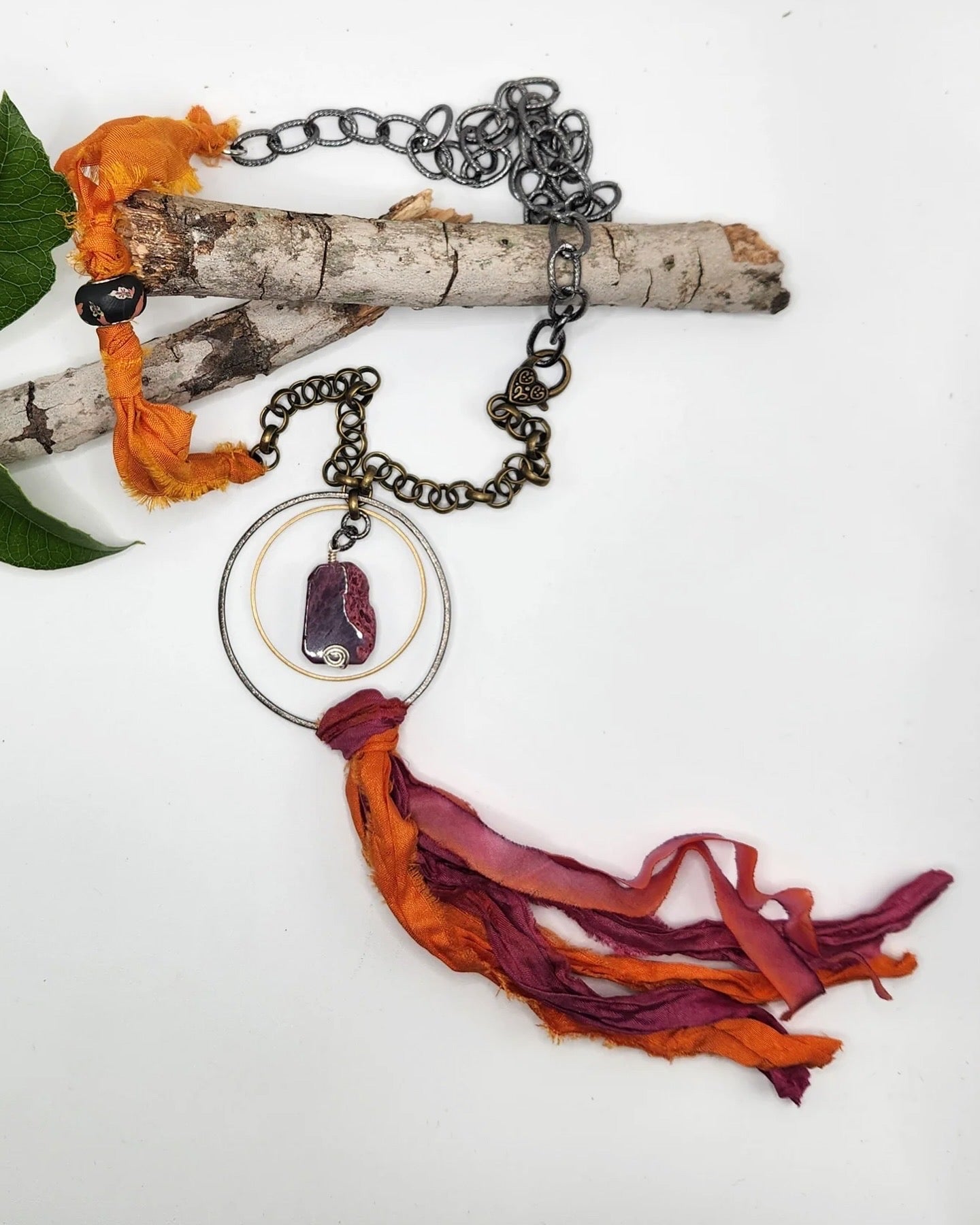 One of a Kind: Fabric Circle Drop Necklace - ivyandlavyboutique Spirit Lala