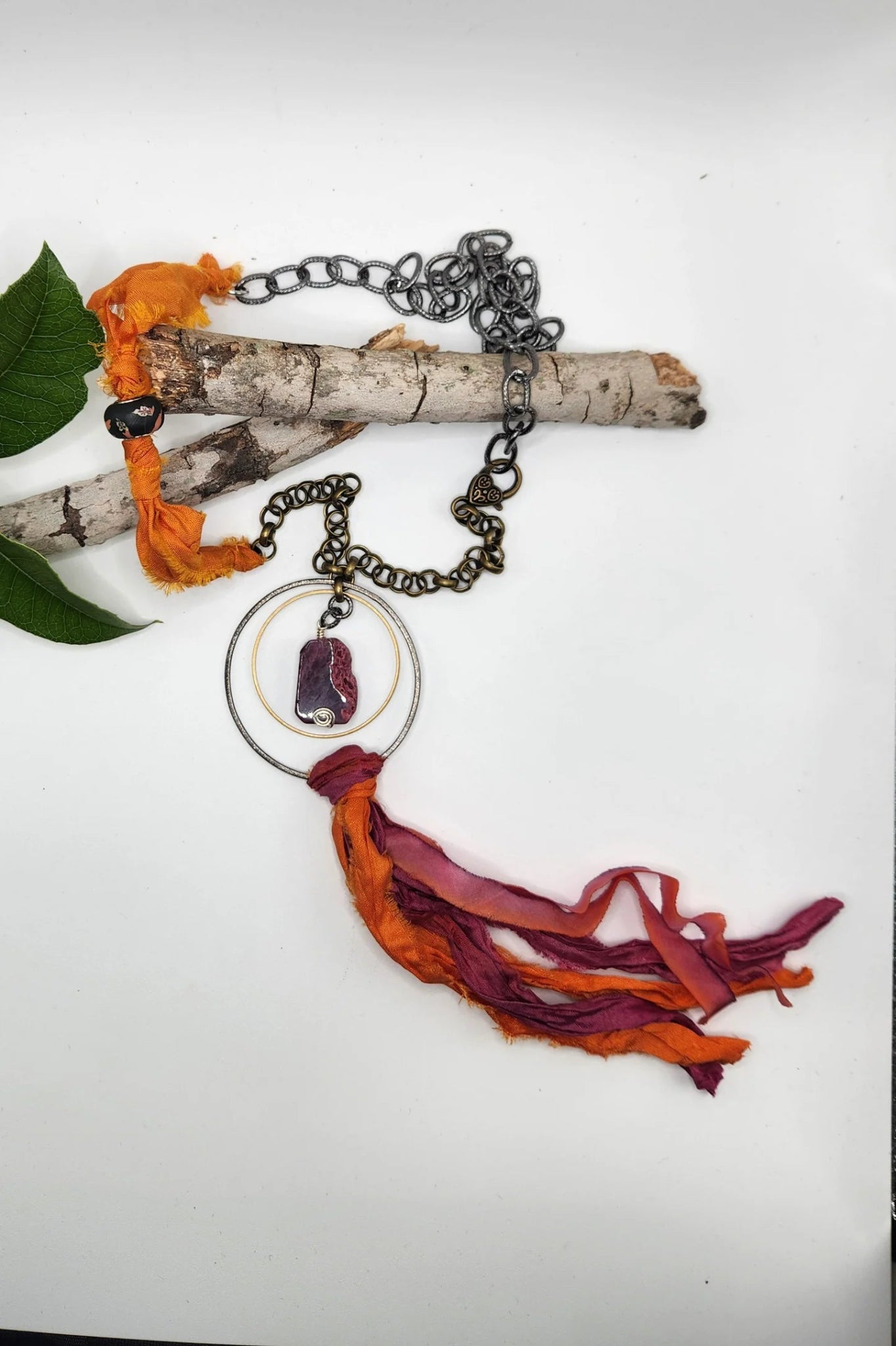 One of a Kind: Fabric Circle Drop Necklace - ivyandlavyboutique Spirit Lala