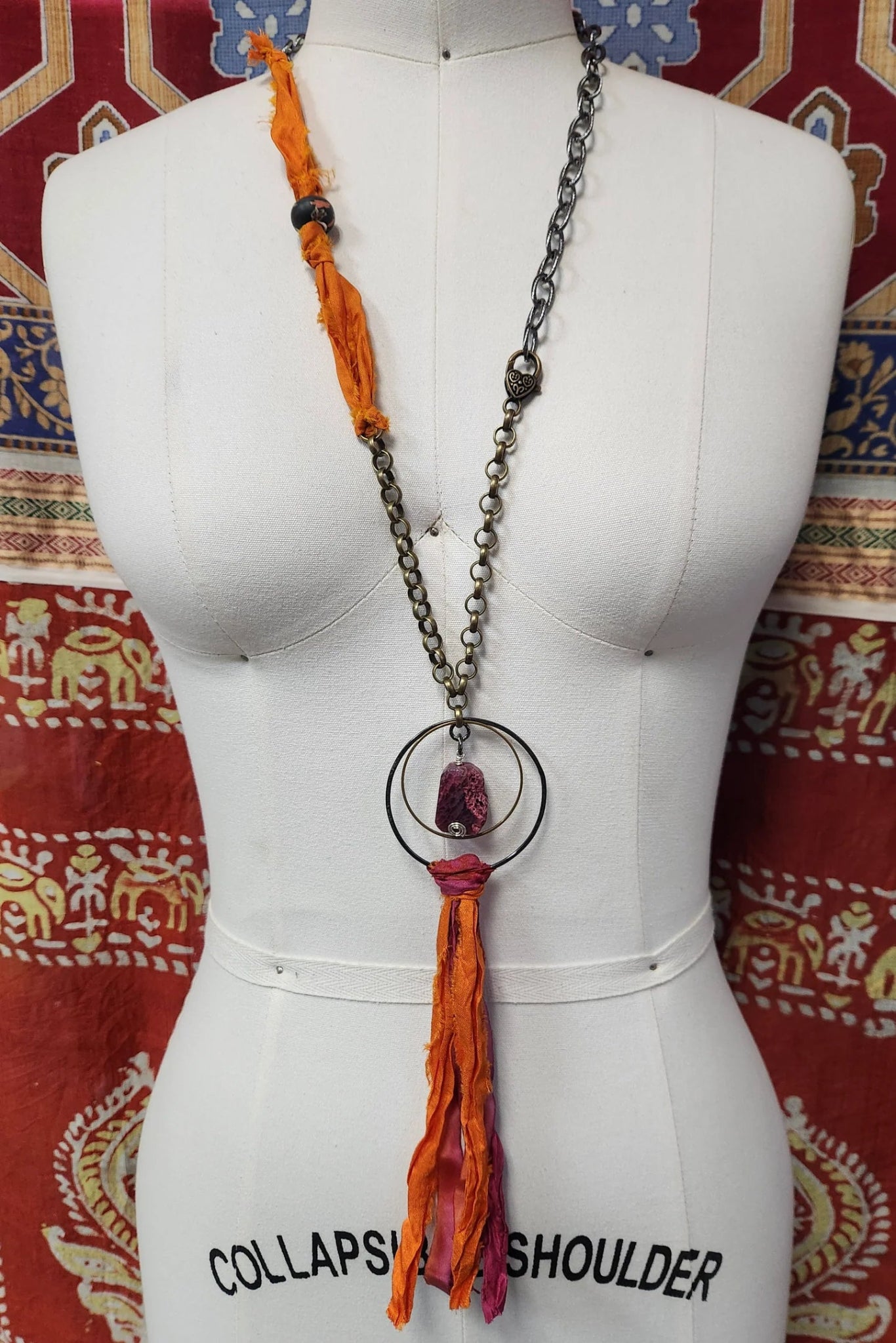 One of a Kind: Fabric Circle Drop Necklace - ivyandlavyboutique Spirit Lala