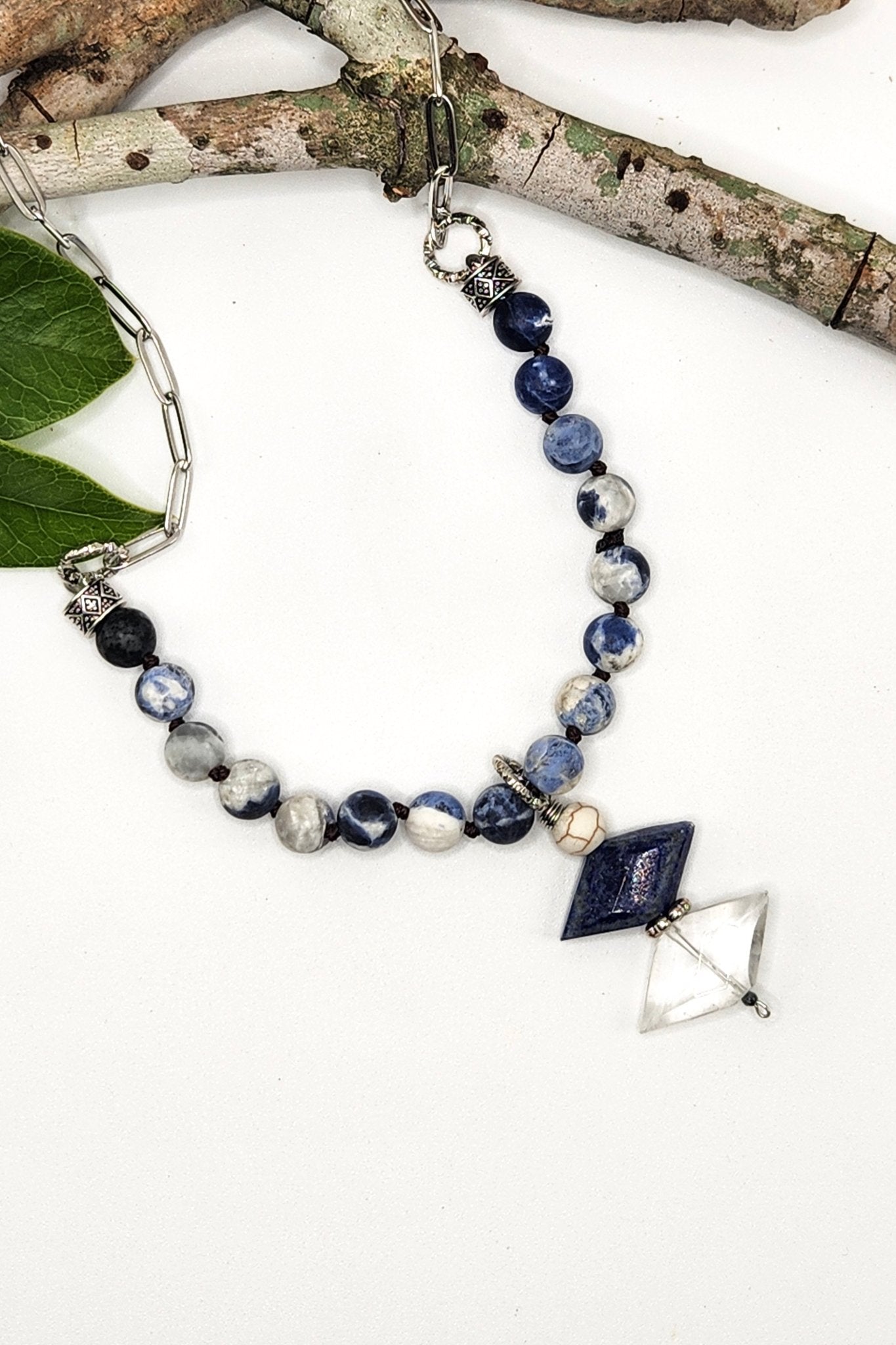 One of a Kind: Lapis Crochet Chain Necklace - ivyandlavyboutique Spirit Lala