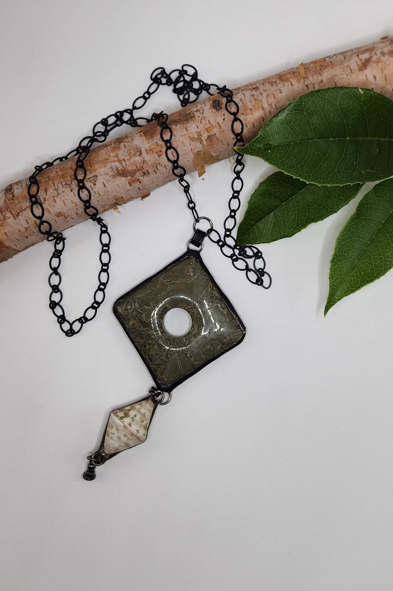 One of a Kind: Large Stone Square Necklace - ivyandlavyboutique Spirit Lala