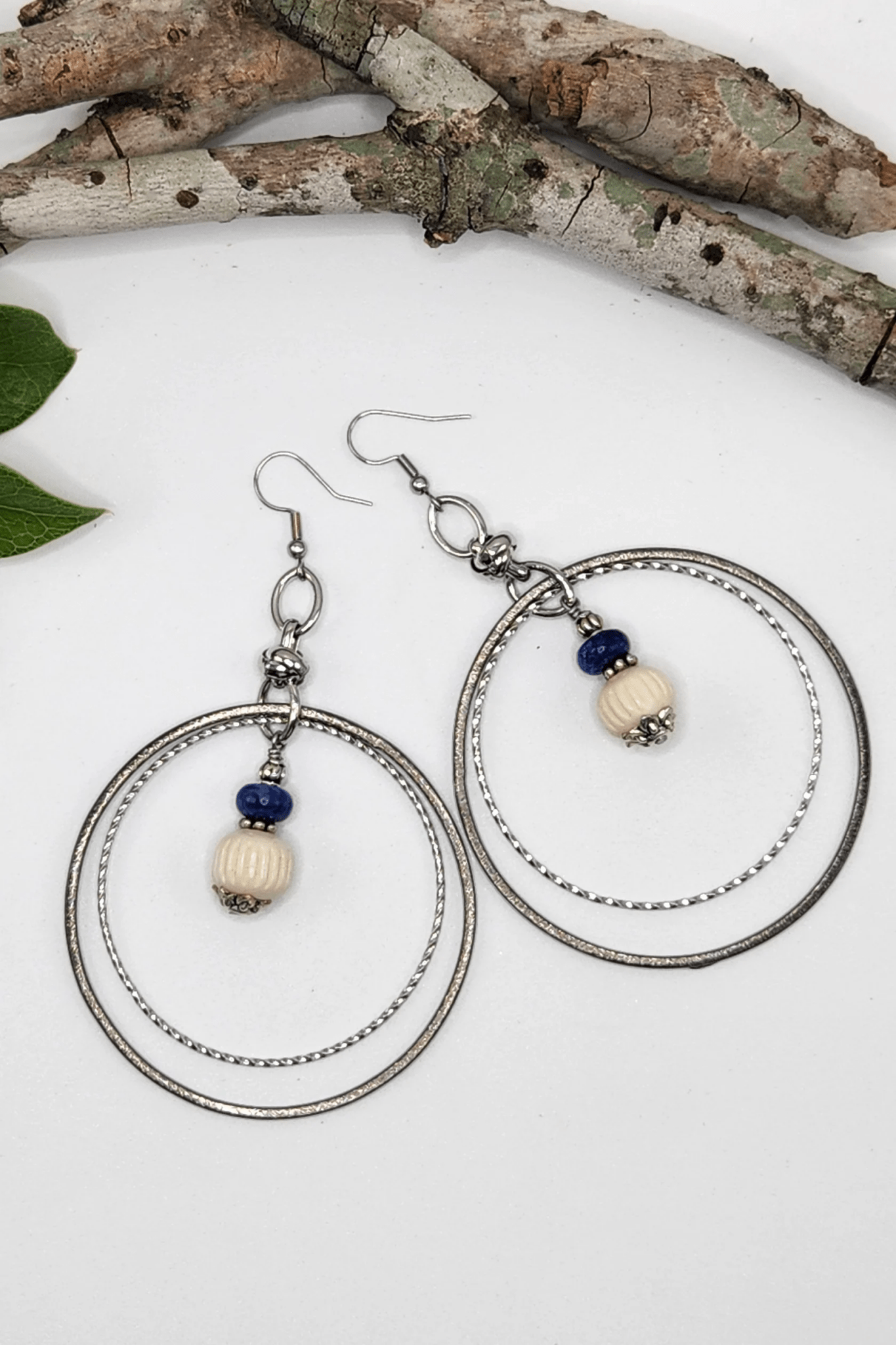 One of a Kind: Navy Double Circle Earrings - ivyandlavyboutique Spirit Lala