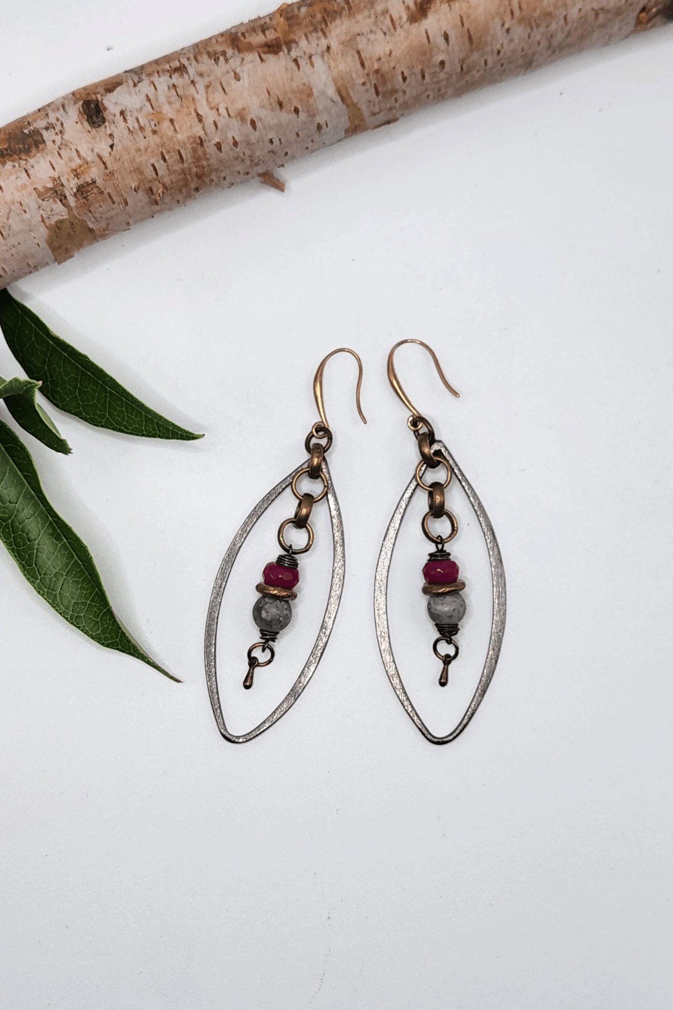 One of a Kind: Rose Oval Chain Drop Earrings - ivyandlavyboutique Spirit Lala