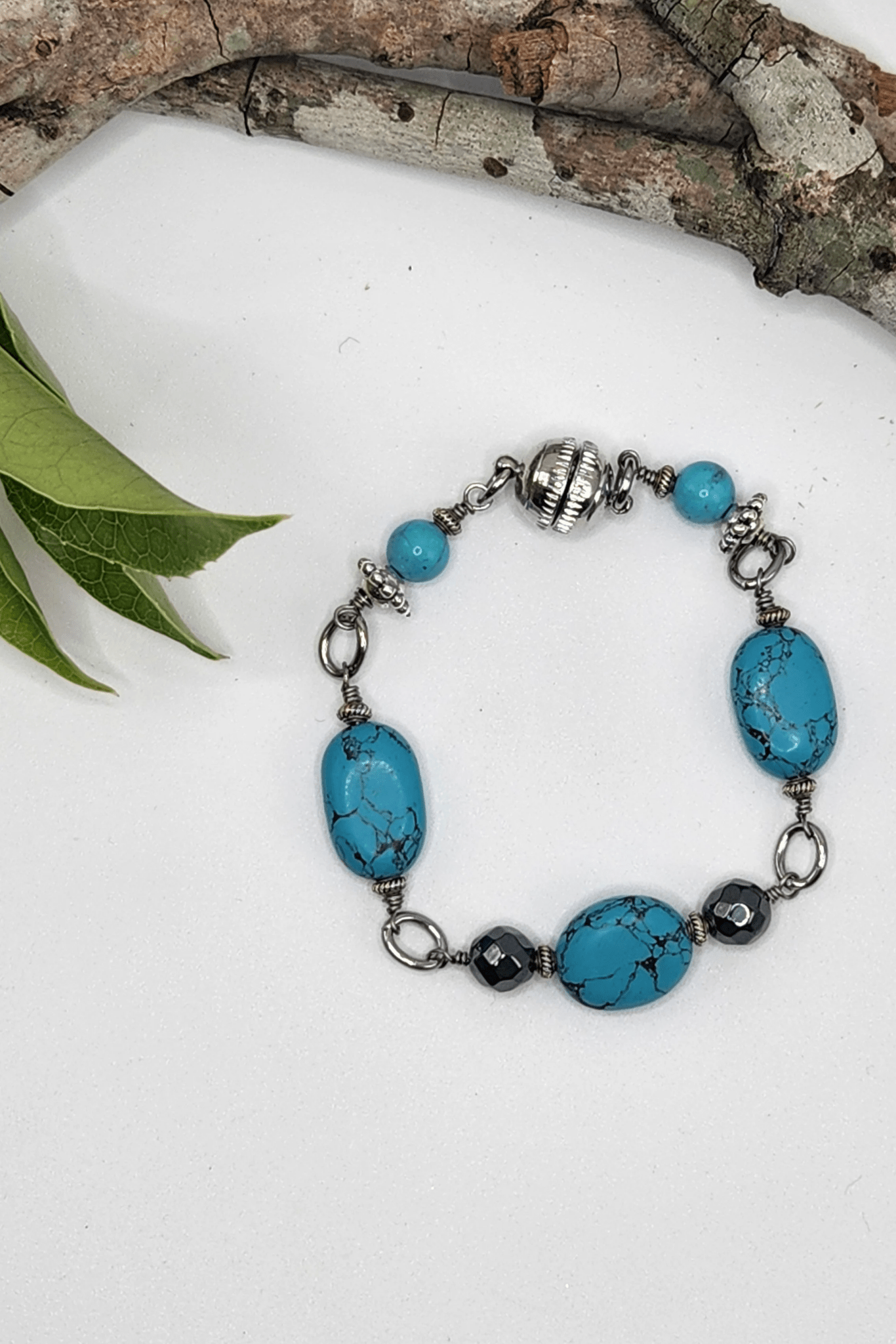 One of a Kind: Triple Turquoise & Pyrite Bracelet - ivyandlavyboutique Spirit Lala
