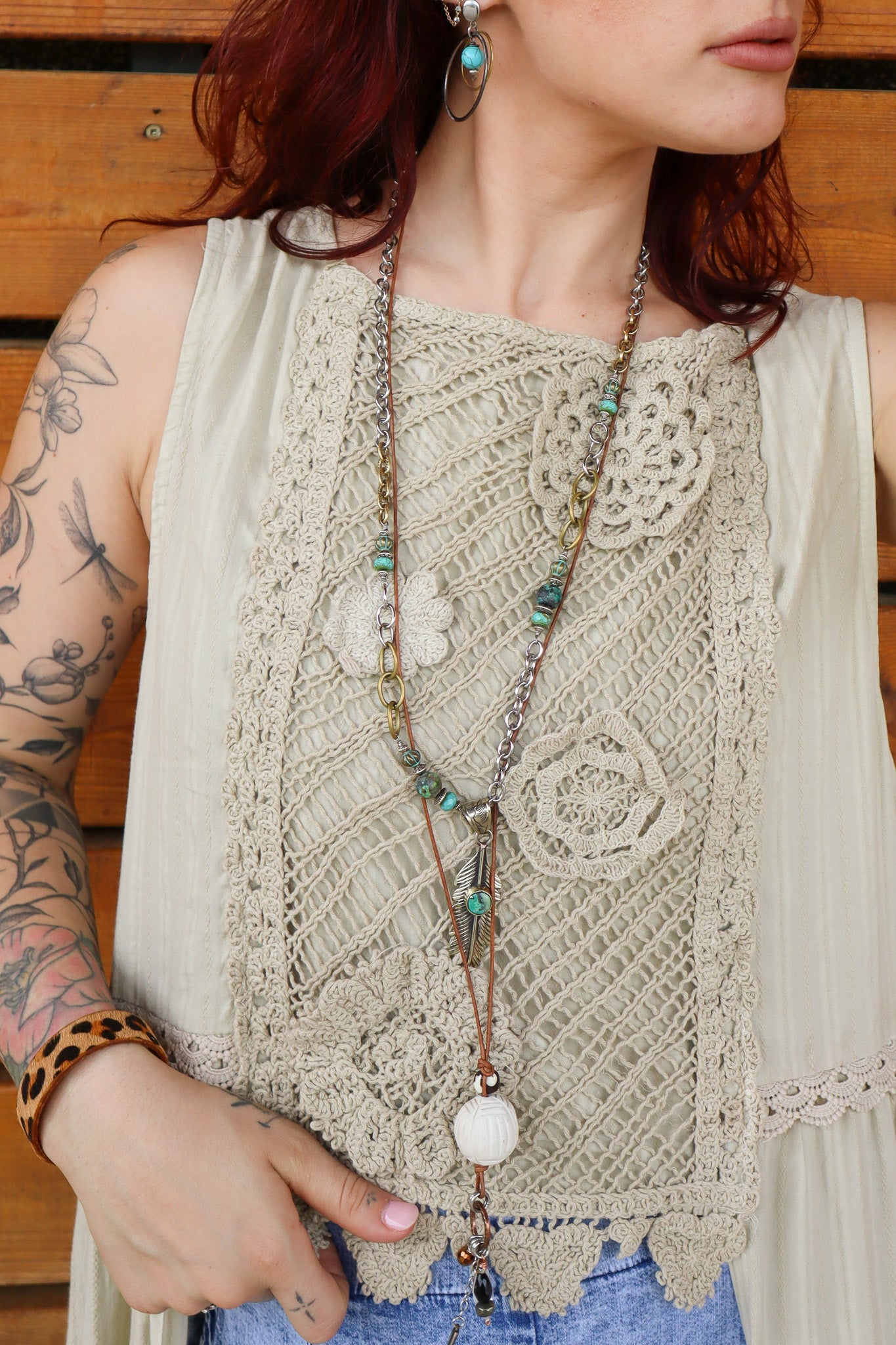 One of a Kind: Turquoise Feather Necklace - ivyandlavyboutique Spirit Lala