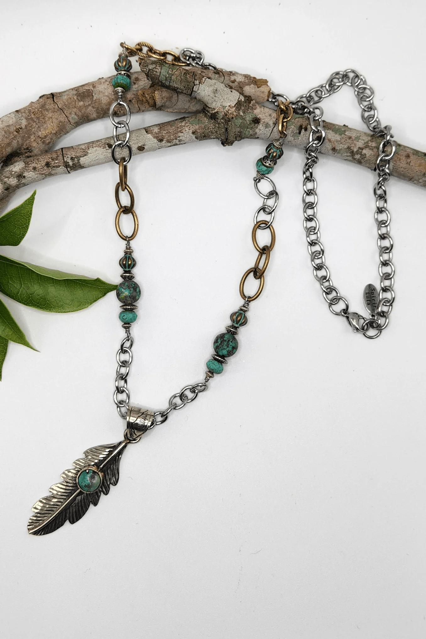 One of a Kind: Turquoise Feather Necklace - ivyandlavyboutique Spirit Lala