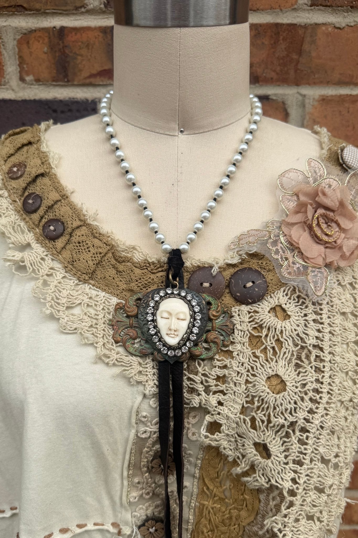 OOAK At Peace Face Necklace - ivyandlavyboutique Jaded Gypsy