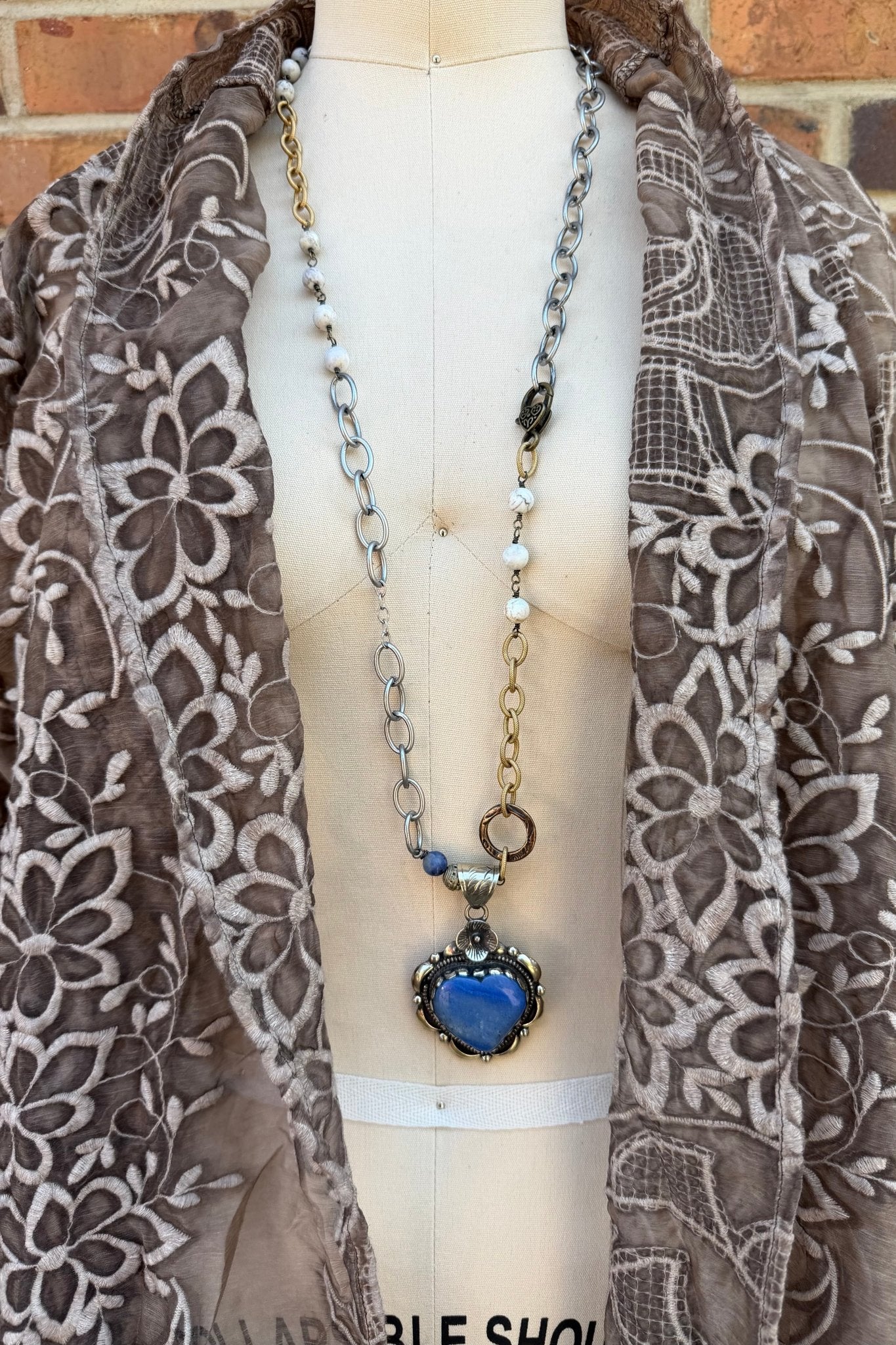 OOAK Blues in the Heart Necklace - ivyandlavyboutique ivyandlavyboutique
