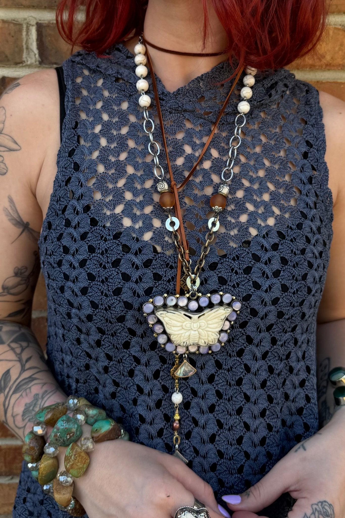 OOAK Butterfly Drop Necklace - ivyandlavyboutique ivyandlavyboutique