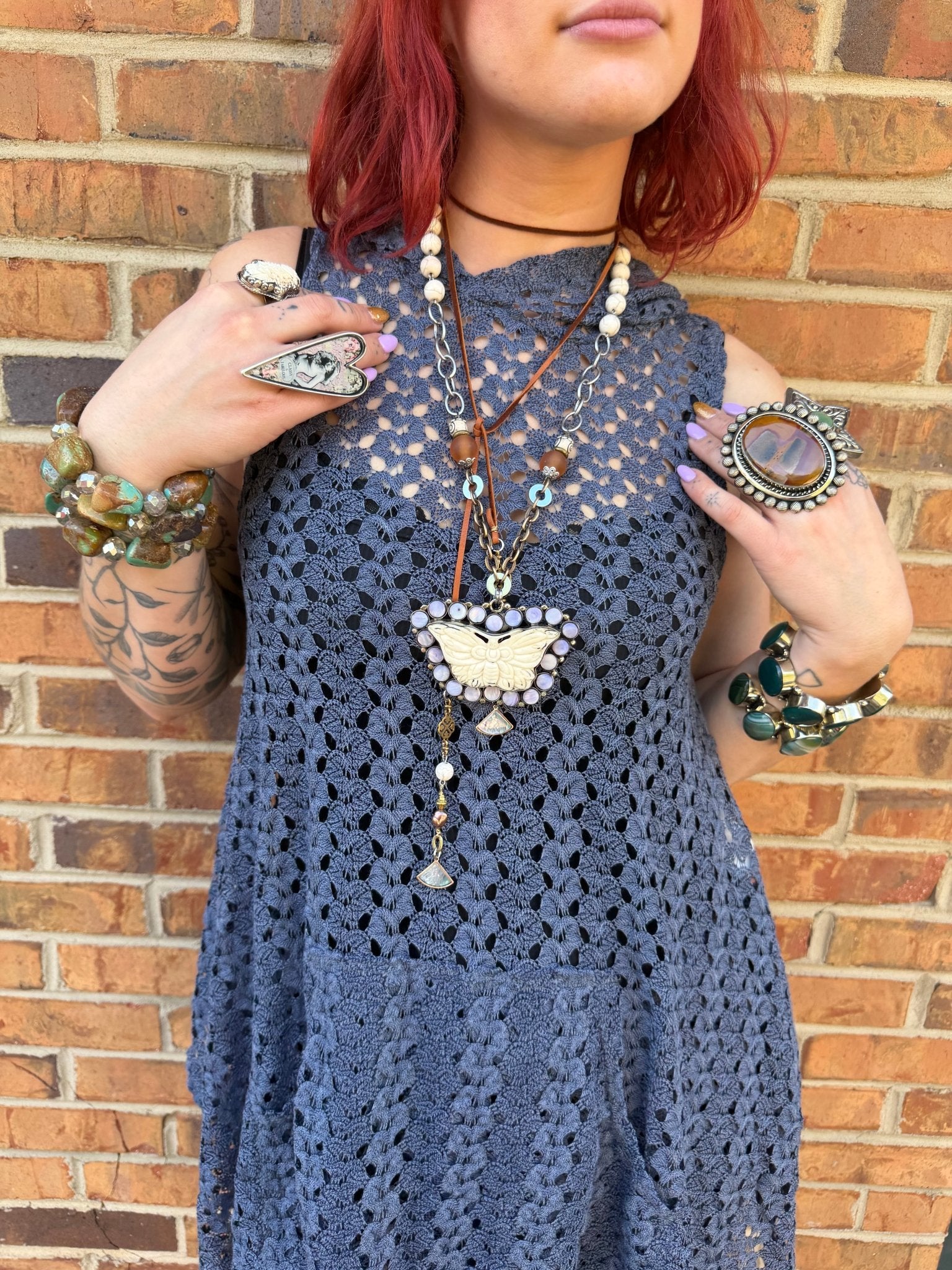 OOAK Butterfly Drop Necklace - ivyandlavyboutique ivyandlavyboutique