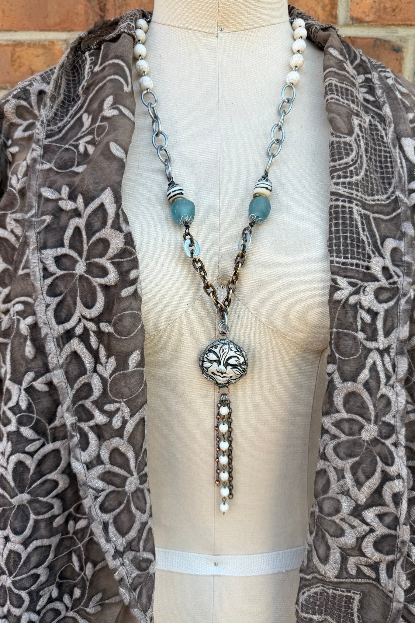 OOAK Floral Face Necklace - ivyandlavyboutique ivyandlavyboutique