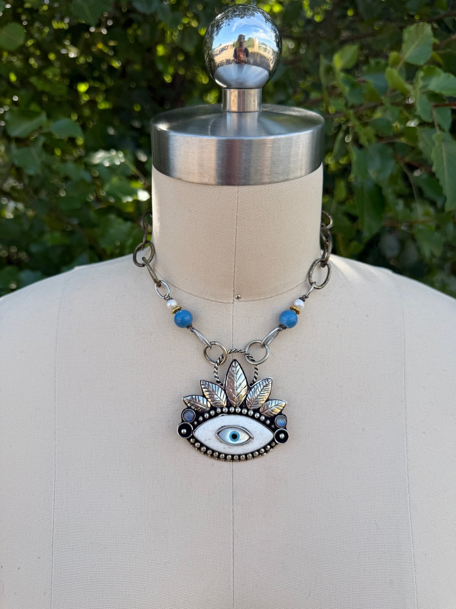 OOAK Staring Contest Necklace - Blue & Pearl - ivyandlavyboutique ivyandlavyboutique
