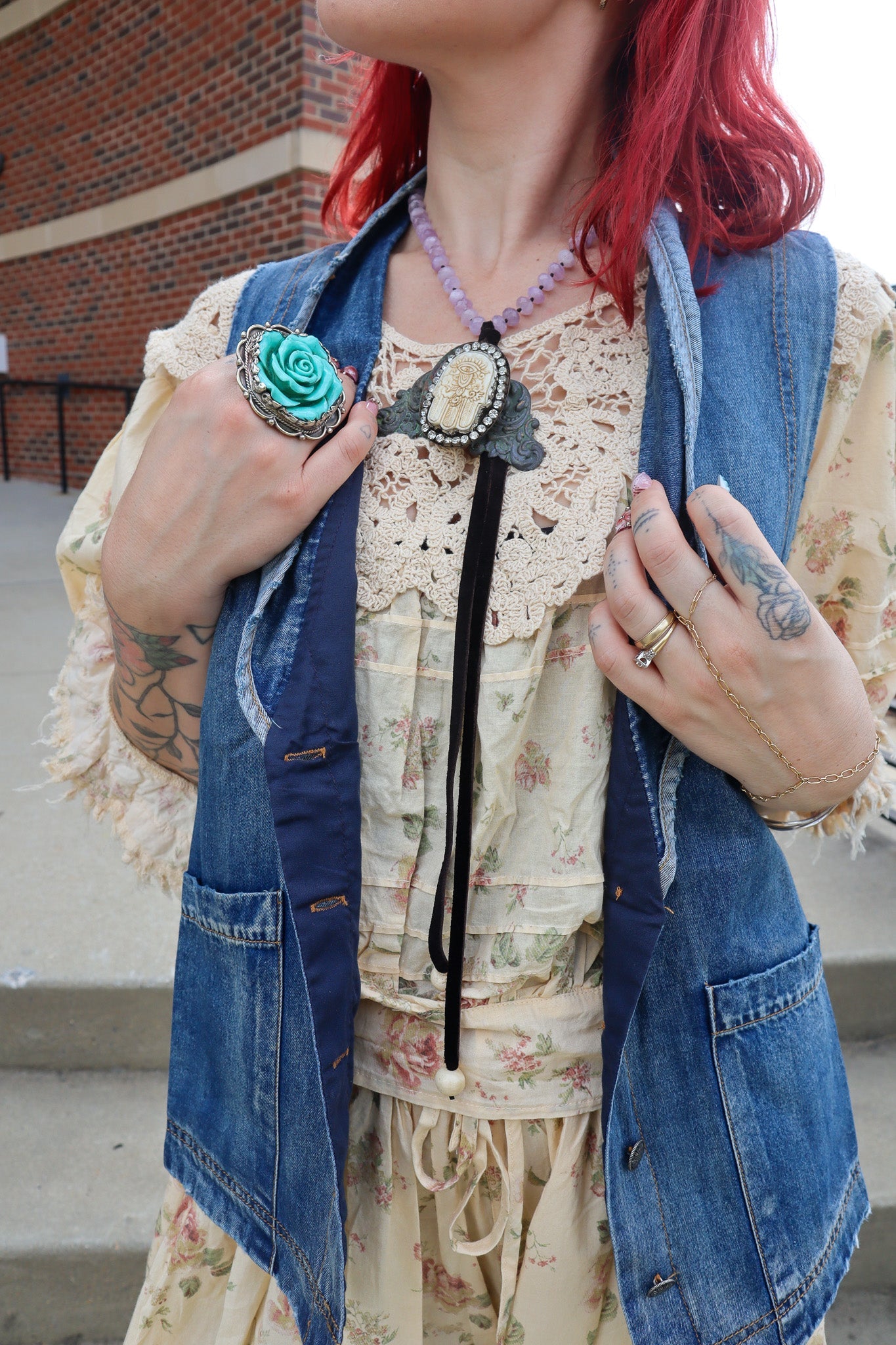 OOAK Talk to the Hand Hamsa Necklace - ivyandlavyboutique Jaded Gypsy