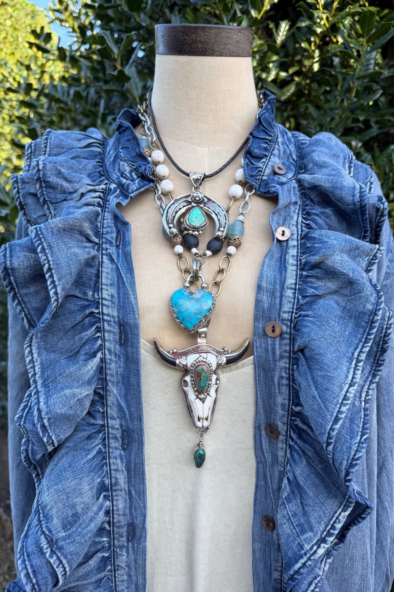 OOAK Tibetan Pendant on Leather - ivyandlavyboutique ivyandlavyboutique