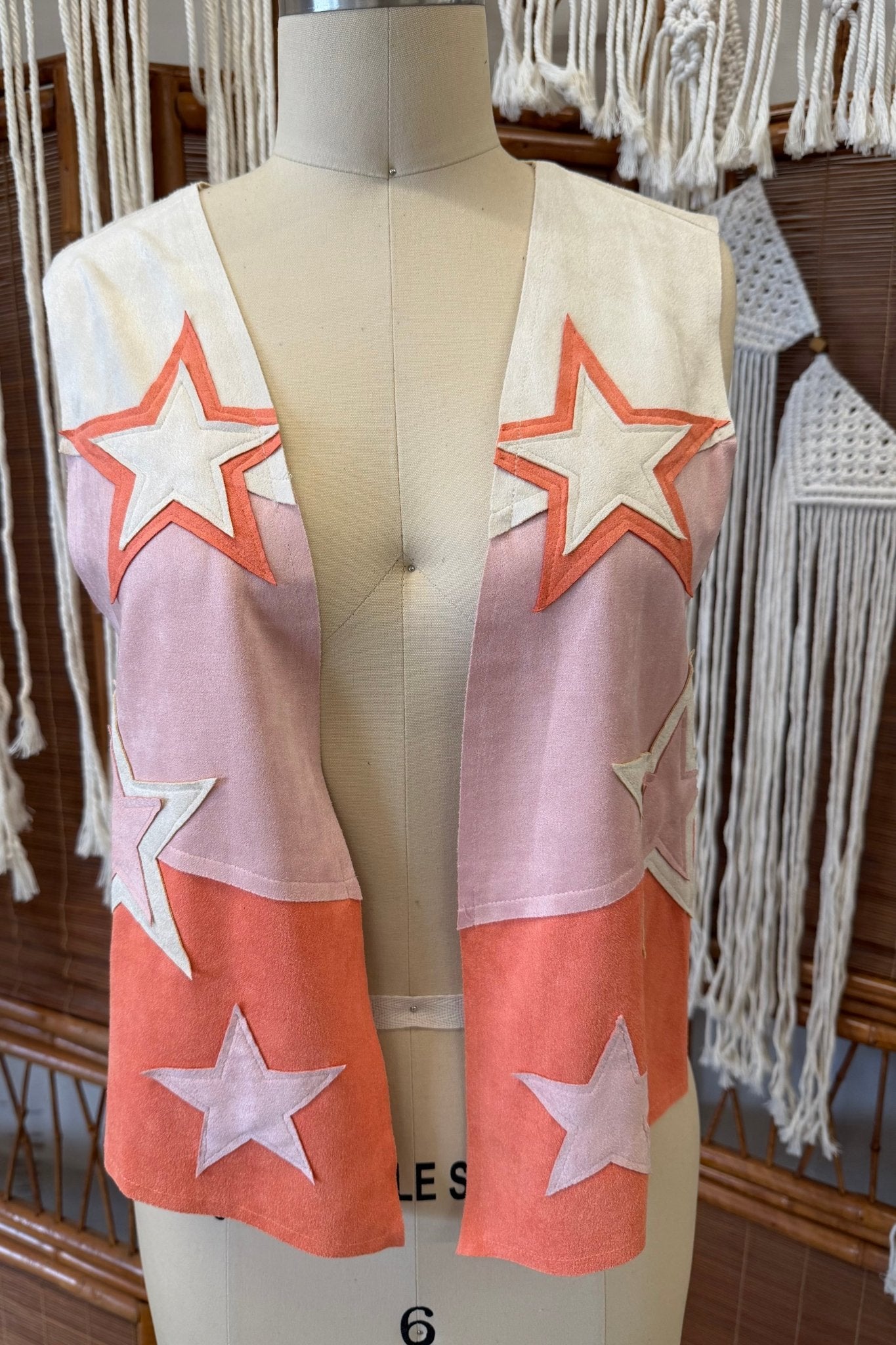 Orange and Pink Star Cowgirl Vest - ivyandlavyboutique Vocal