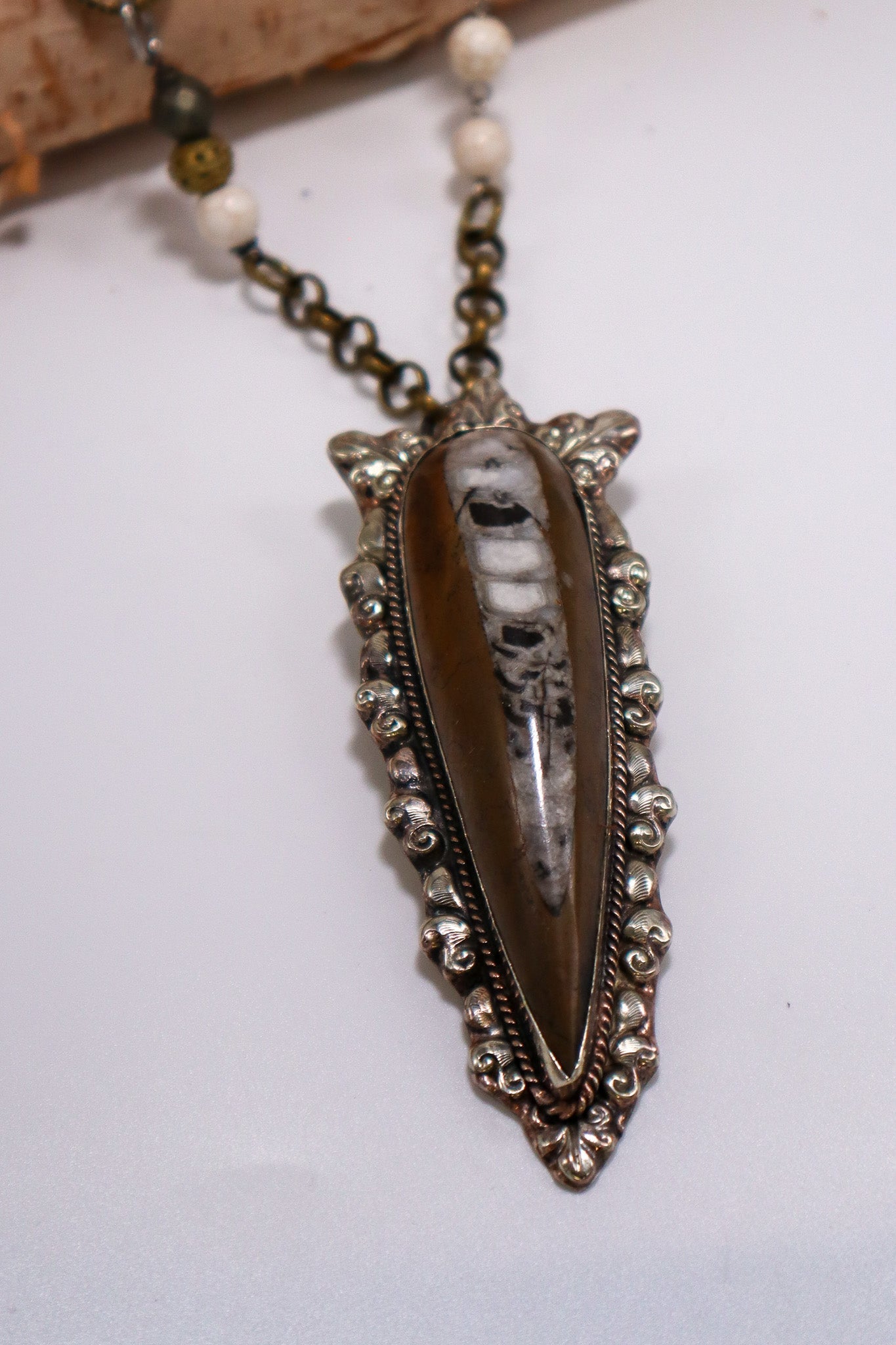 Orthoceras Fossil Statement Handmade Necklace - ivyandlavyboutique ivyandlavyboutique