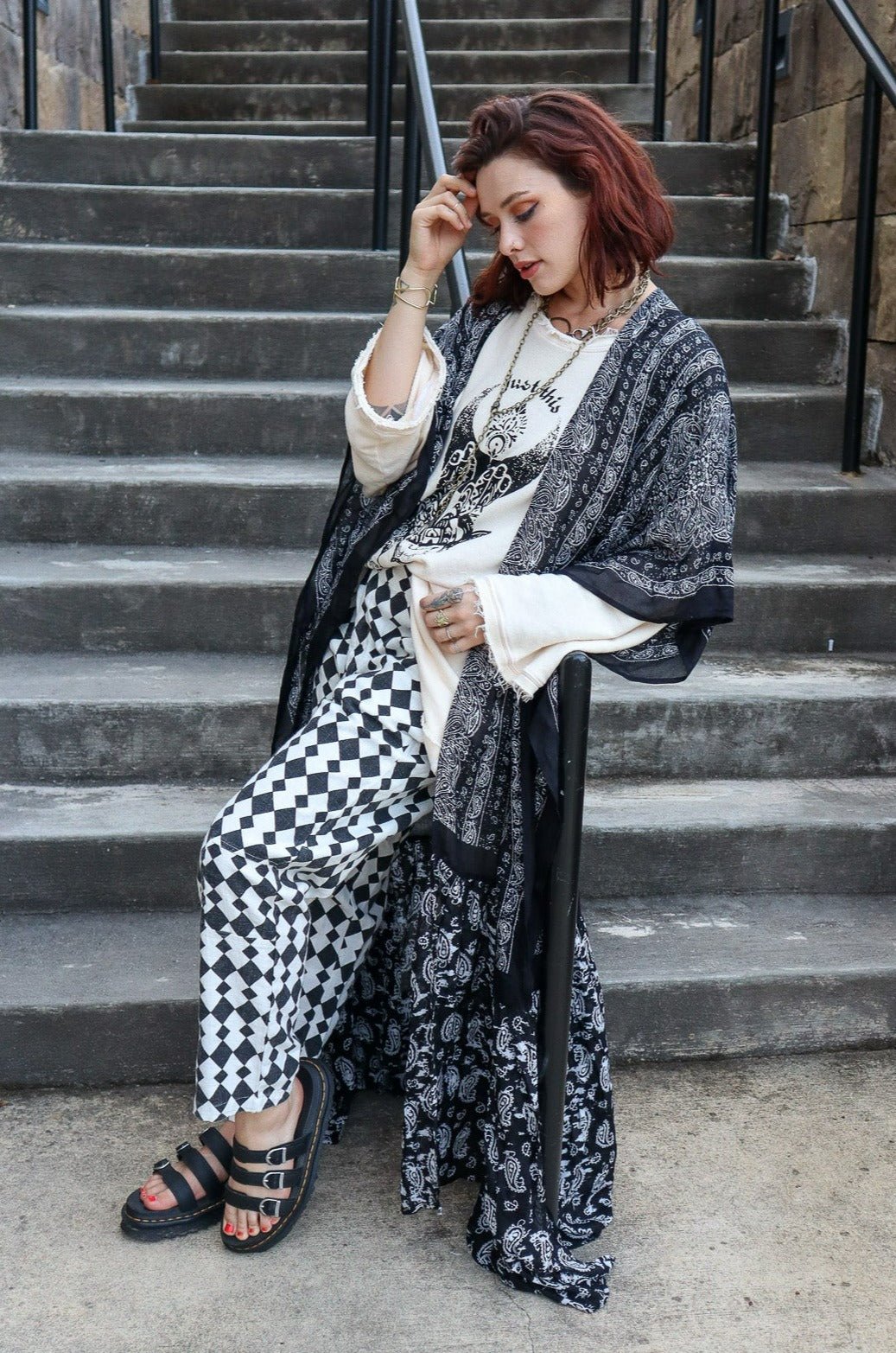 Paisley Longline Kimono Boho Women Cardigan w/ Tassel Open Front Hippie OS XL+ - ivyandlavyboutique ivyandlavyboutique