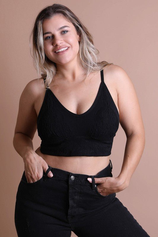 Paris Seamless Padded Textured Brami Plus Size - ivyandlavyboutique Leto Accessories