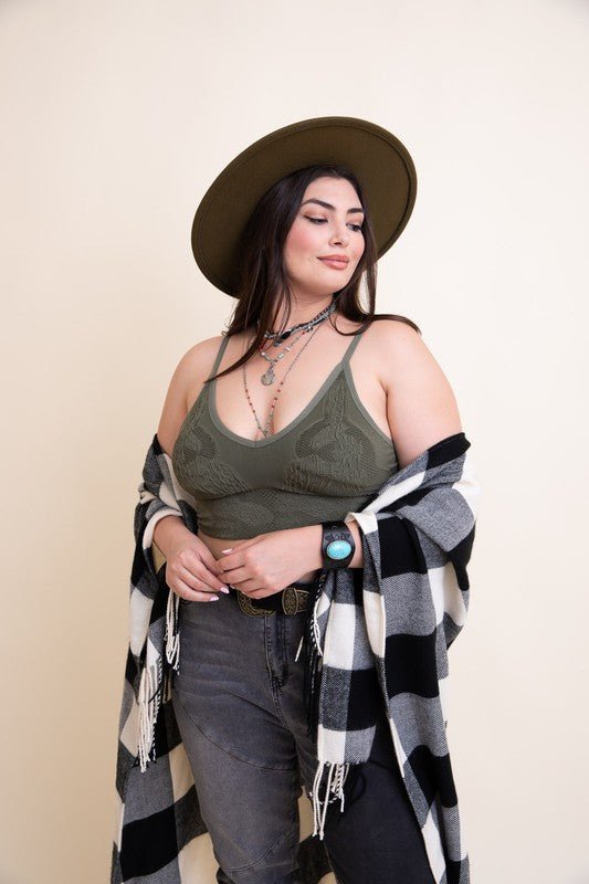 Paris Seamless Padded Textured Brami Plus Size - ivyandlavyboutique Leto Accessories