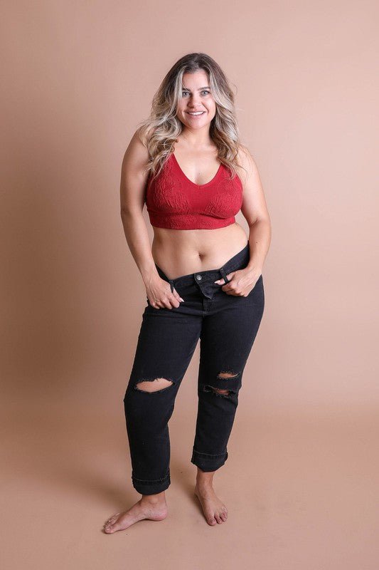 Paris Seamless Padded Textured Brami Plus Size - ivyandlavyboutique Leto Accessories