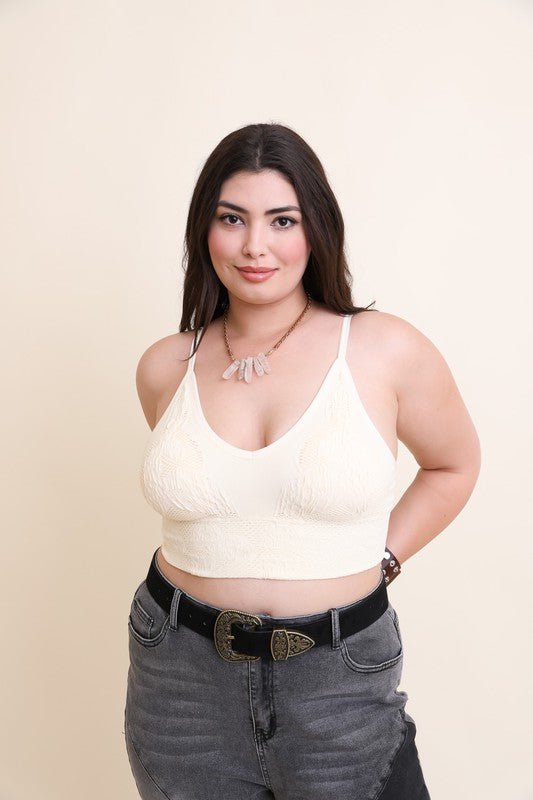 Paris Seamless Padded Textured Brami Plus Size - ivyandlavyboutique Leto Accessories