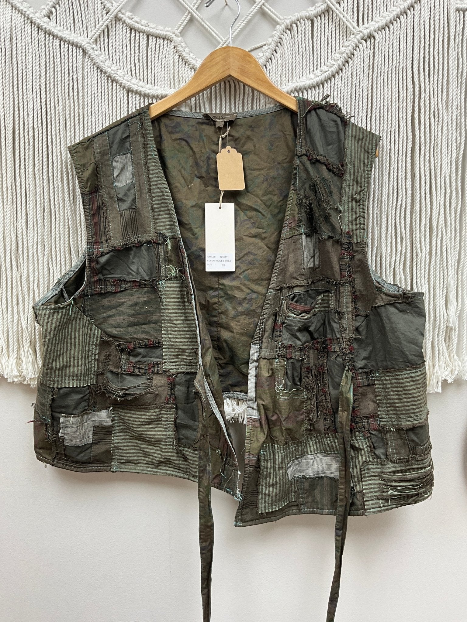 Patched Olive Vest SALE - ivyandlavyboutique Blue Velvet