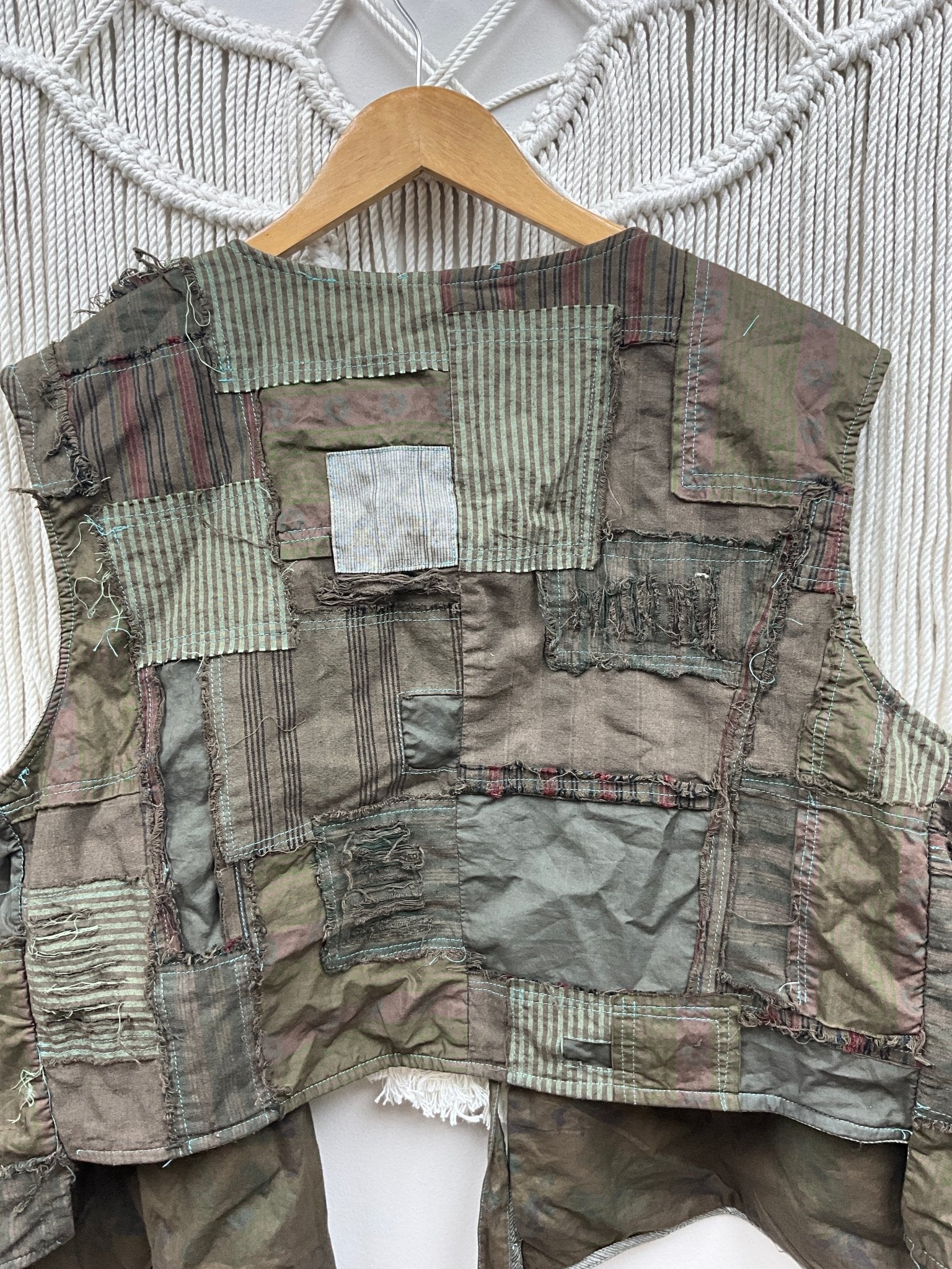 Patched Olive Vest SALE - ivyandlavyboutique Blue Velvet