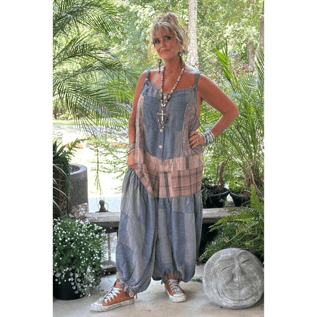 Patched Together Overalls - ivyandlavyboutique Jaded Gypsy