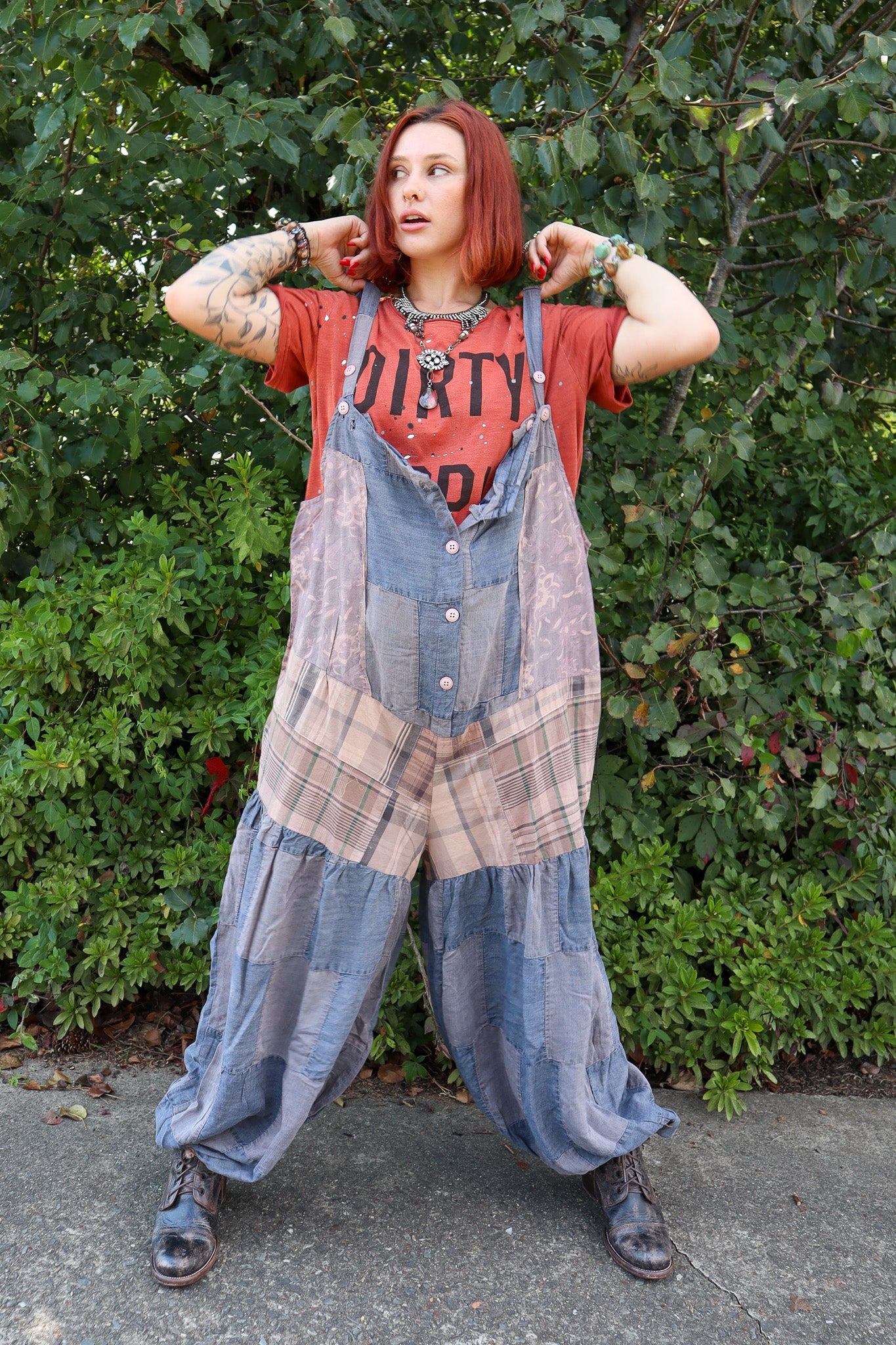 Patched Together Overalls - ivyandlavyboutique Jaded Gypsy