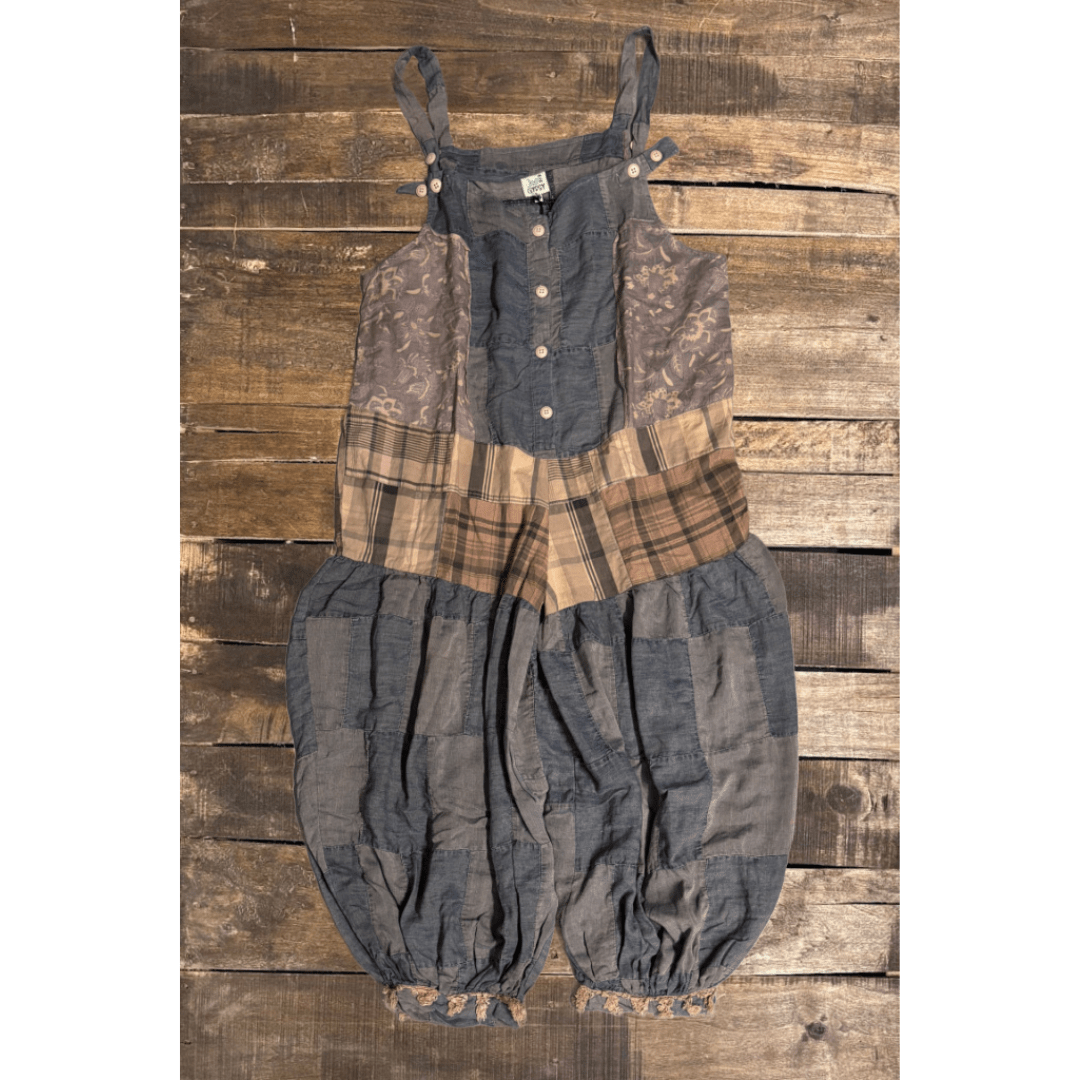 Patched Together Overalls - ivyandlavyboutique Jaded Gypsy