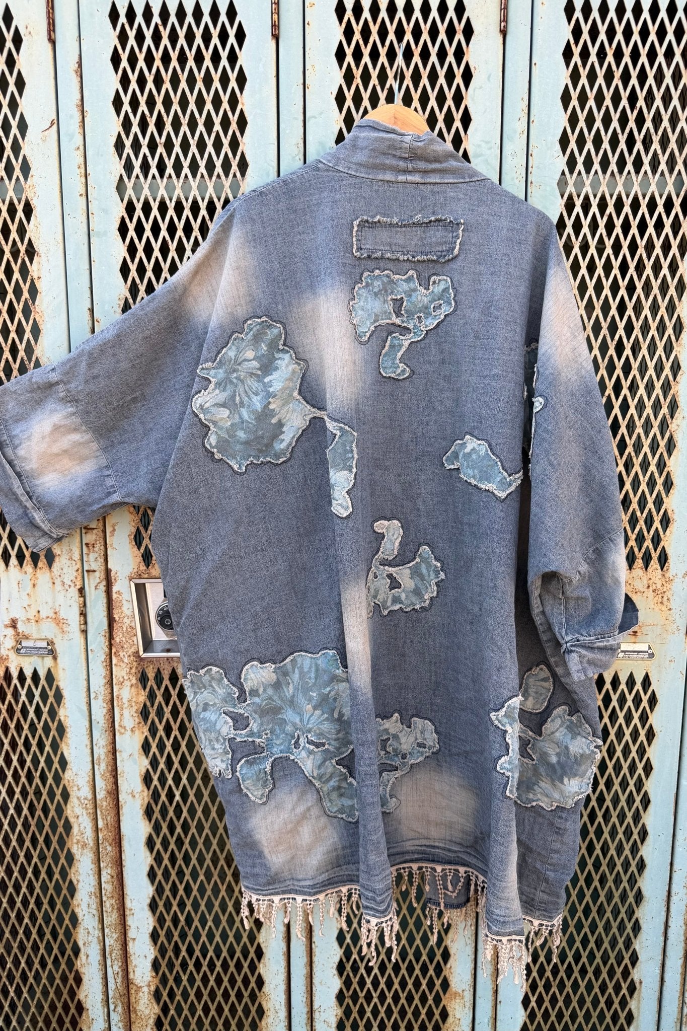 Patchwork Denim Duster - ivyandlavyboutique Blue Velvet