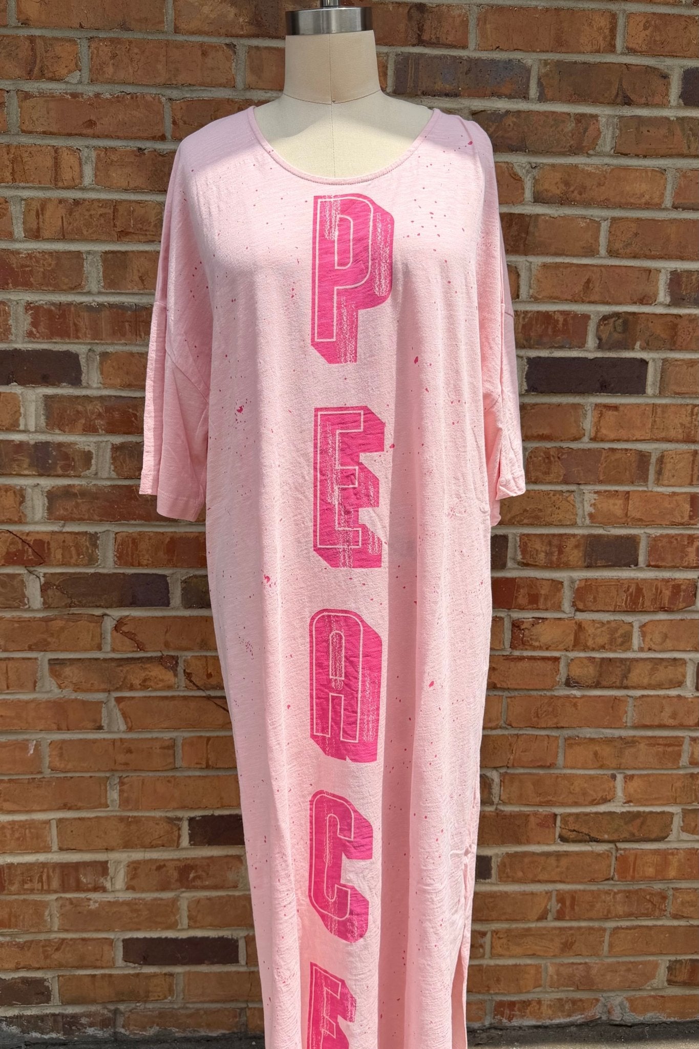 Peace 3/4 Sleeve T-Shirt Dress - ivyandlavyboutique ivyandlavyboutique