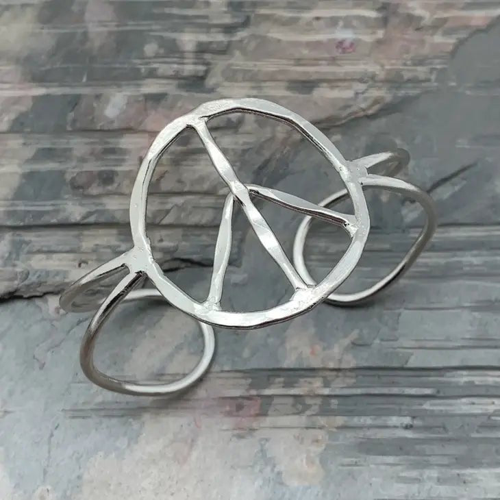 Peace Cuff Adjustable Handmade Bracelet in Silver & Gold - ivyandlavyboutique Anju Jewelry