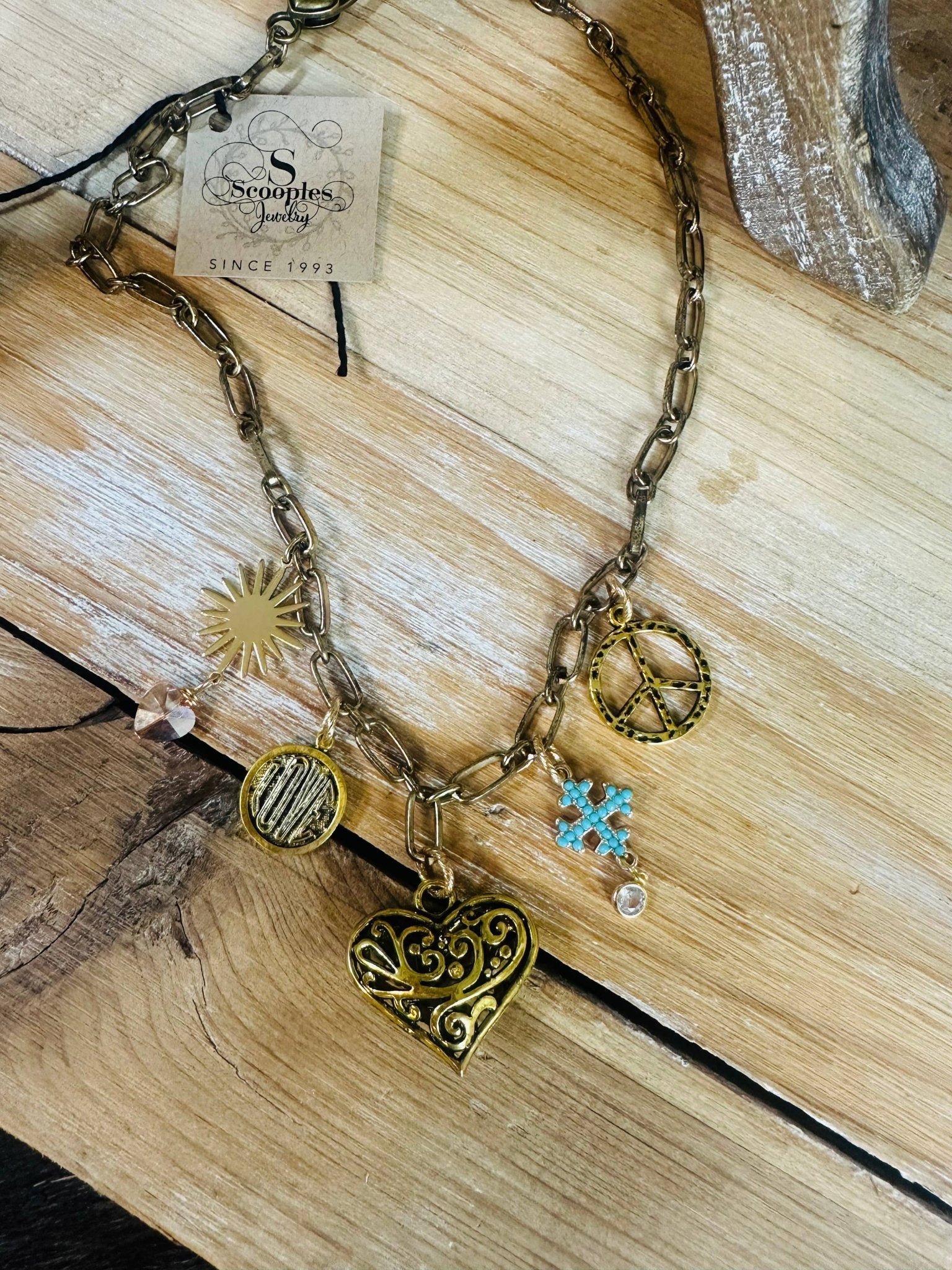 Peace + Love Charm Necklace - ivyandlavyboutique Scooples Jewelry