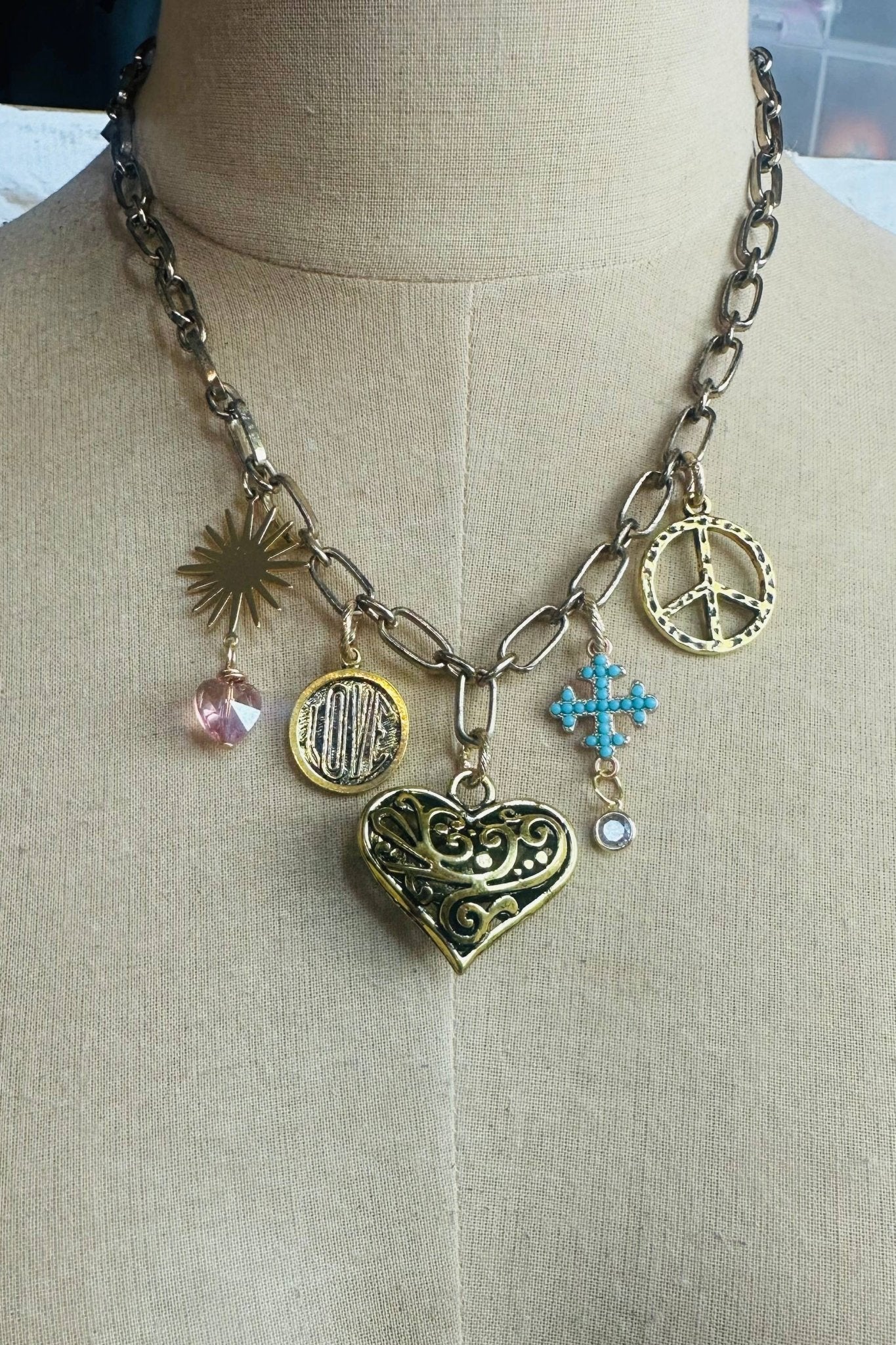 Peace + Love Charm Necklace - ivyandlavyboutique Scooples Jewelry