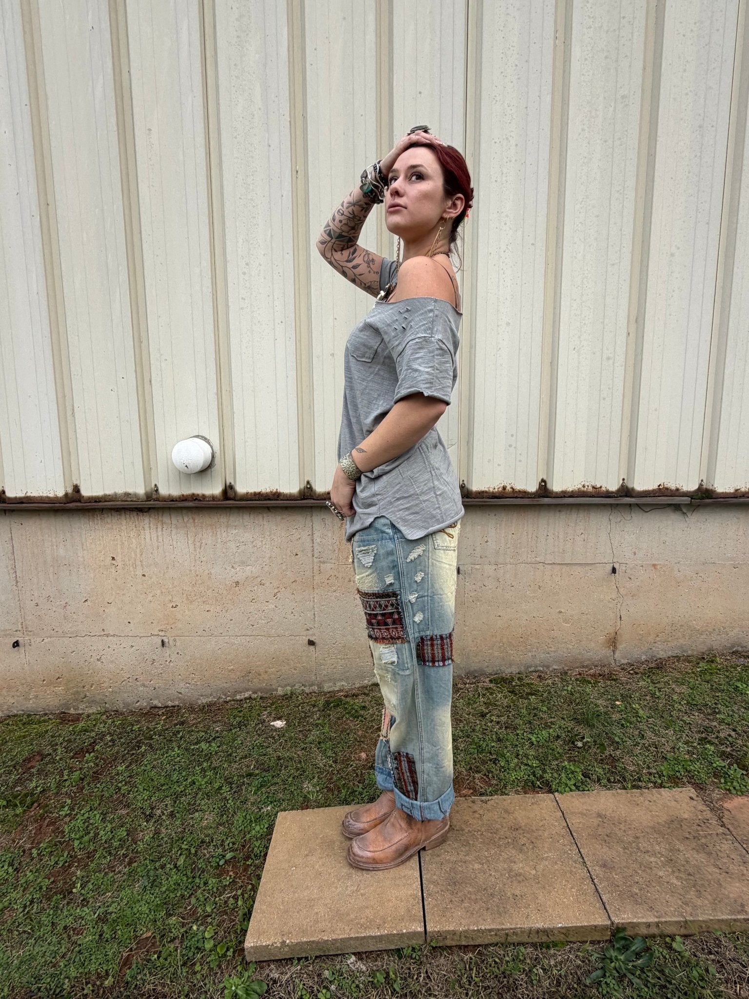 Peace & Love Jeans in Patched Up - ivyandlavyboutique Jaded Gypsy