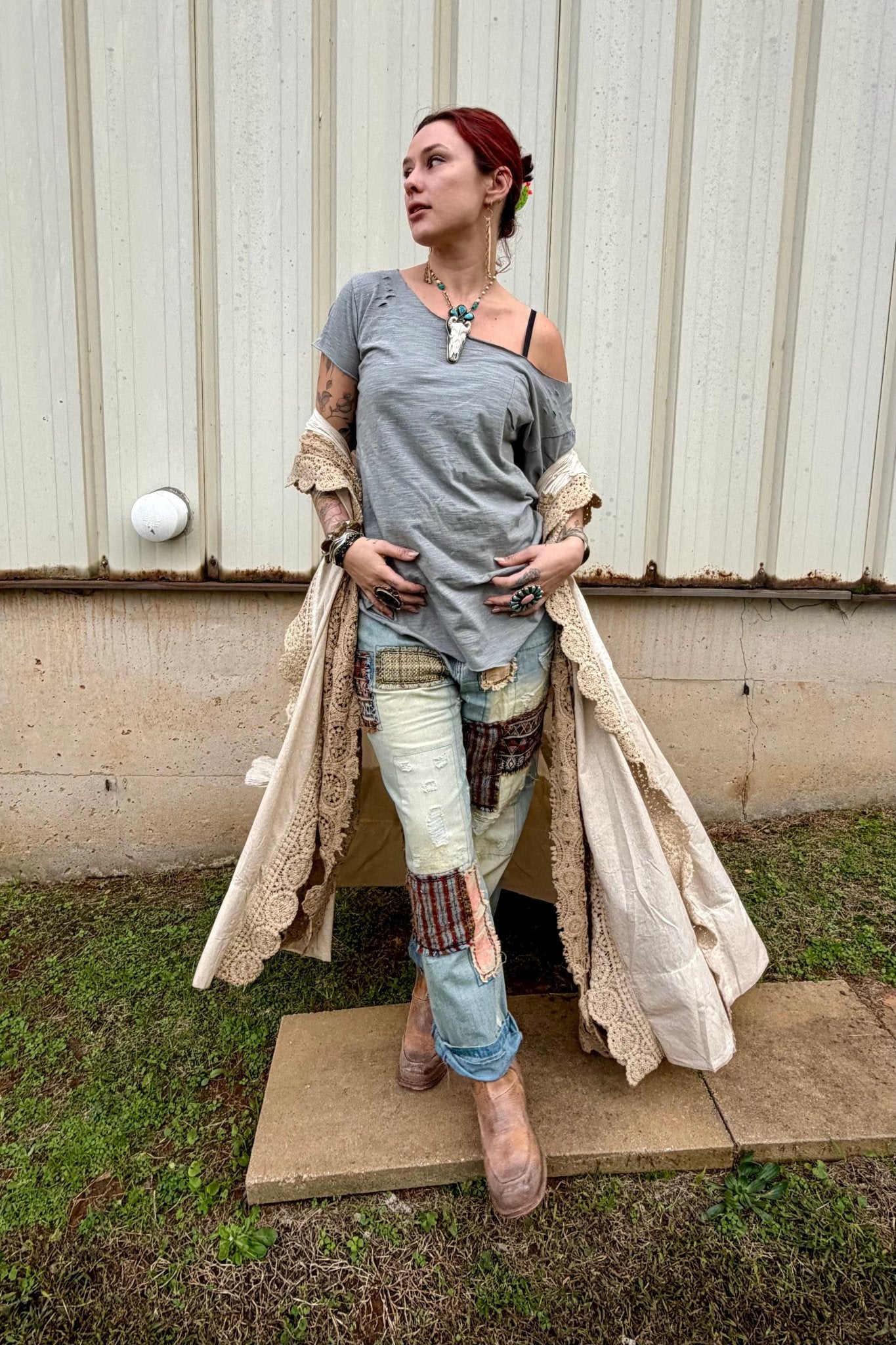 Peace & Love Jeans in Patched Up - ivyandlavyboutique Jaded Gypsy