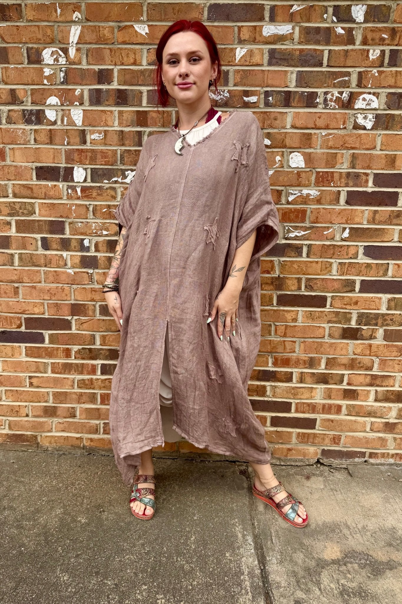 Peaceful Dreams Kaftan Top in Light Chocolate - ivyandlavyboutique Namsar