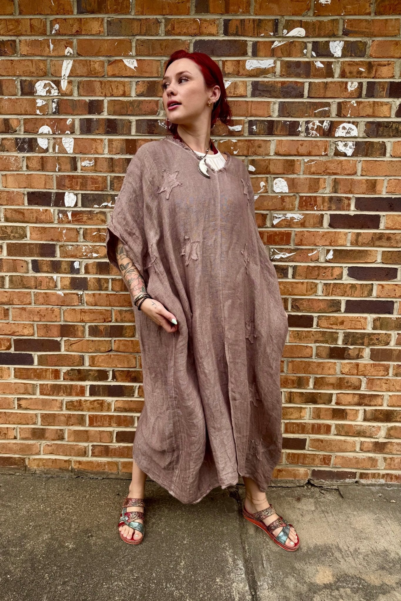 Peaceful Dreams Kaftan Top in Light Chocolate - ivyandlavyboutique Namsar