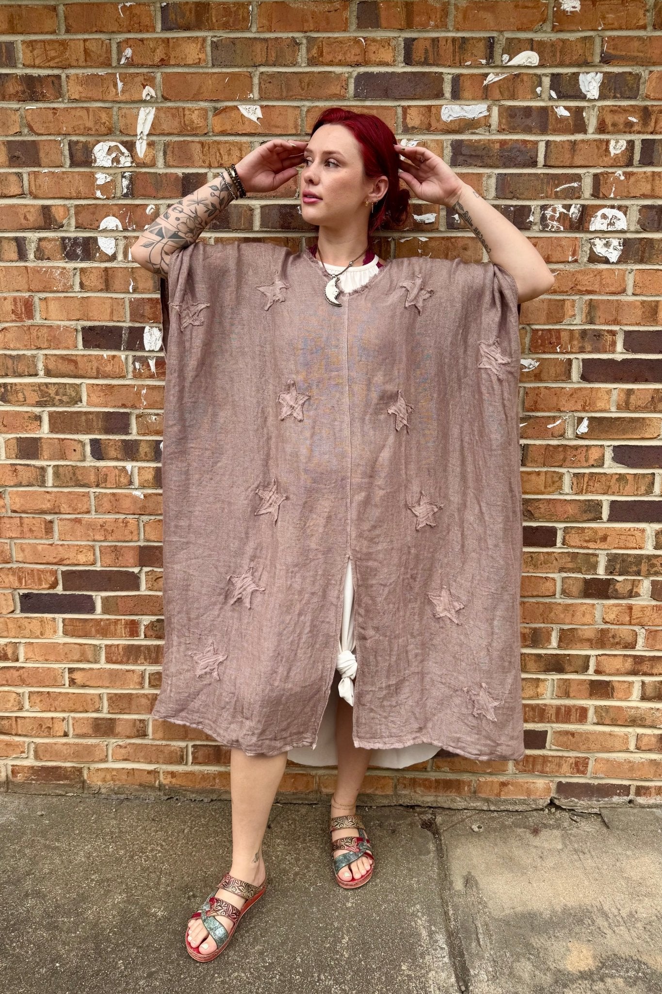 Peaceful Dreams Kaftan Top in Light Chocolate - ivyandlavyboutique Namsar