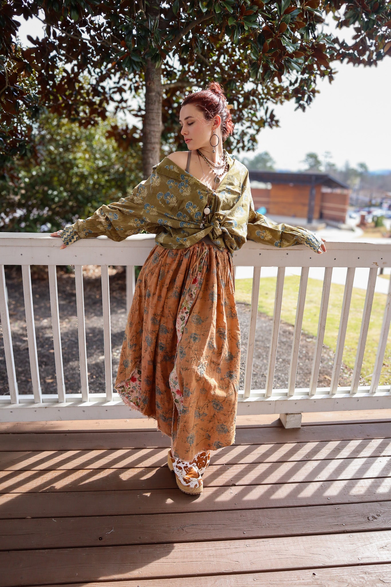 Peaceful Fields Button Down Shirt in Olive - ivyandlavyboutique Jaded Gypsy