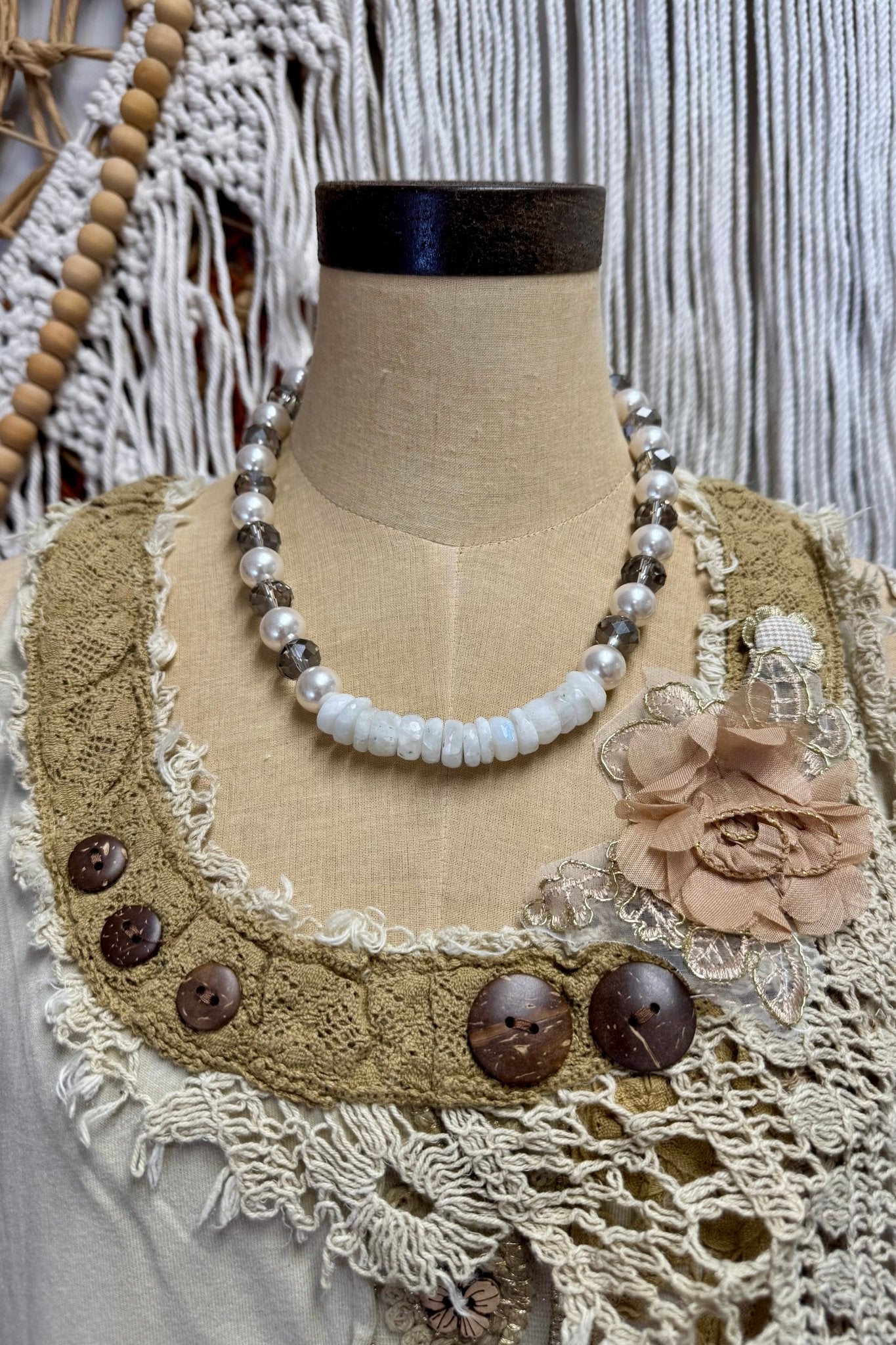 Pearls and Opal Citrine Necklace - ivyandlavyboutique A Rare Bird Shop