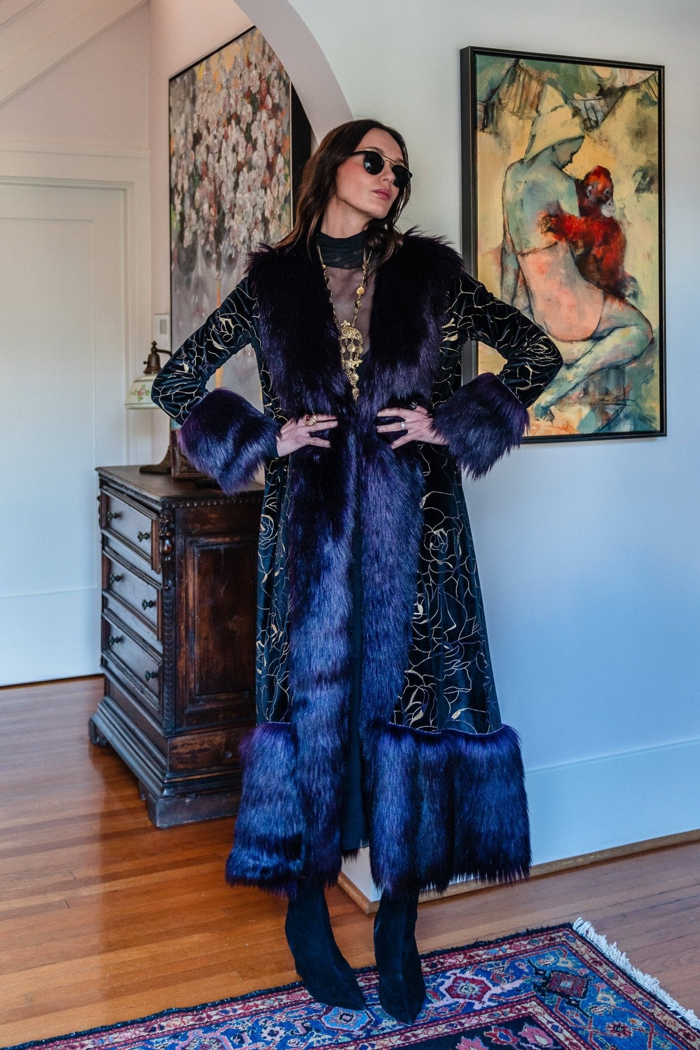 Penny Deluxe Le Lido Velvet Faux Fur Jacket - ivyandlavyboutique Jennafer Grace