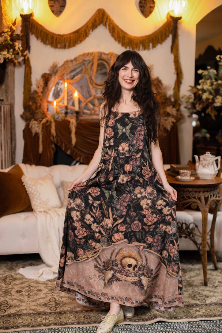 Peorder Ships In November Momento Bohéme Long Maxi Slip Dress w/ Starling & Skull - Boho Wanderlust Boutique Market of Stars (USA)