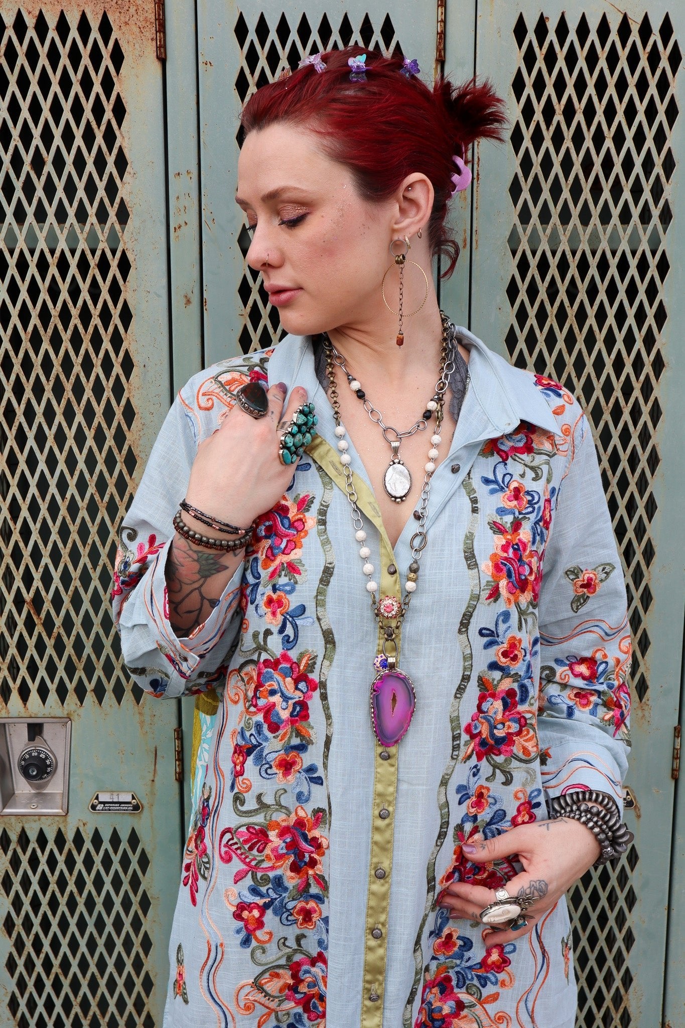 Pink Geode Slab Statement Handmade Necklace - ivyandlavyboutique ivyandlavyboutique