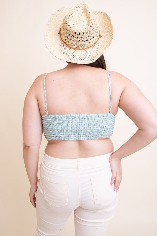 Plus Size Gingham Smocked Bralette - ivyandlavyboutique Leto Accessories